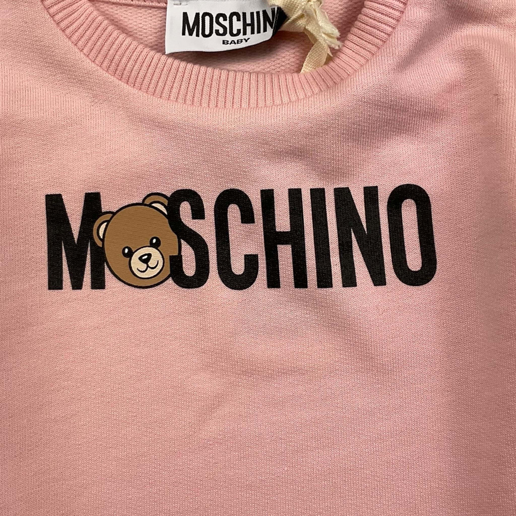 MOSCHINO abito girocollo tinta unita con stamoa Rosa per Neonata MAV0BK ROSA MOSCHINO