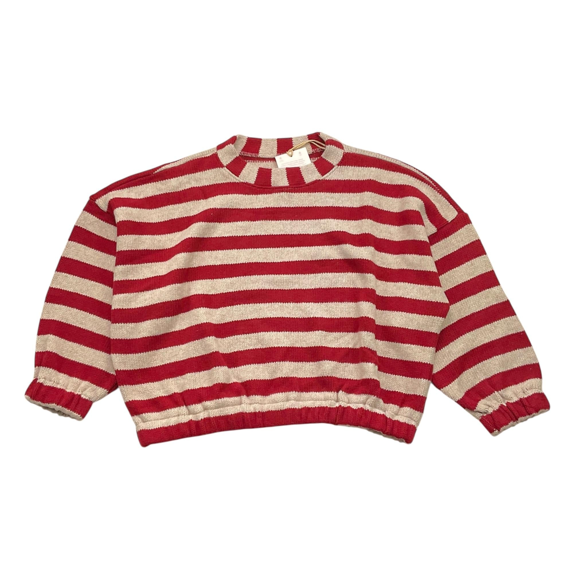@MADILLY maglia tinta unita grocollo con fantasia a righe Sabbia per Bambina 01889 SABBIA @MADILLY