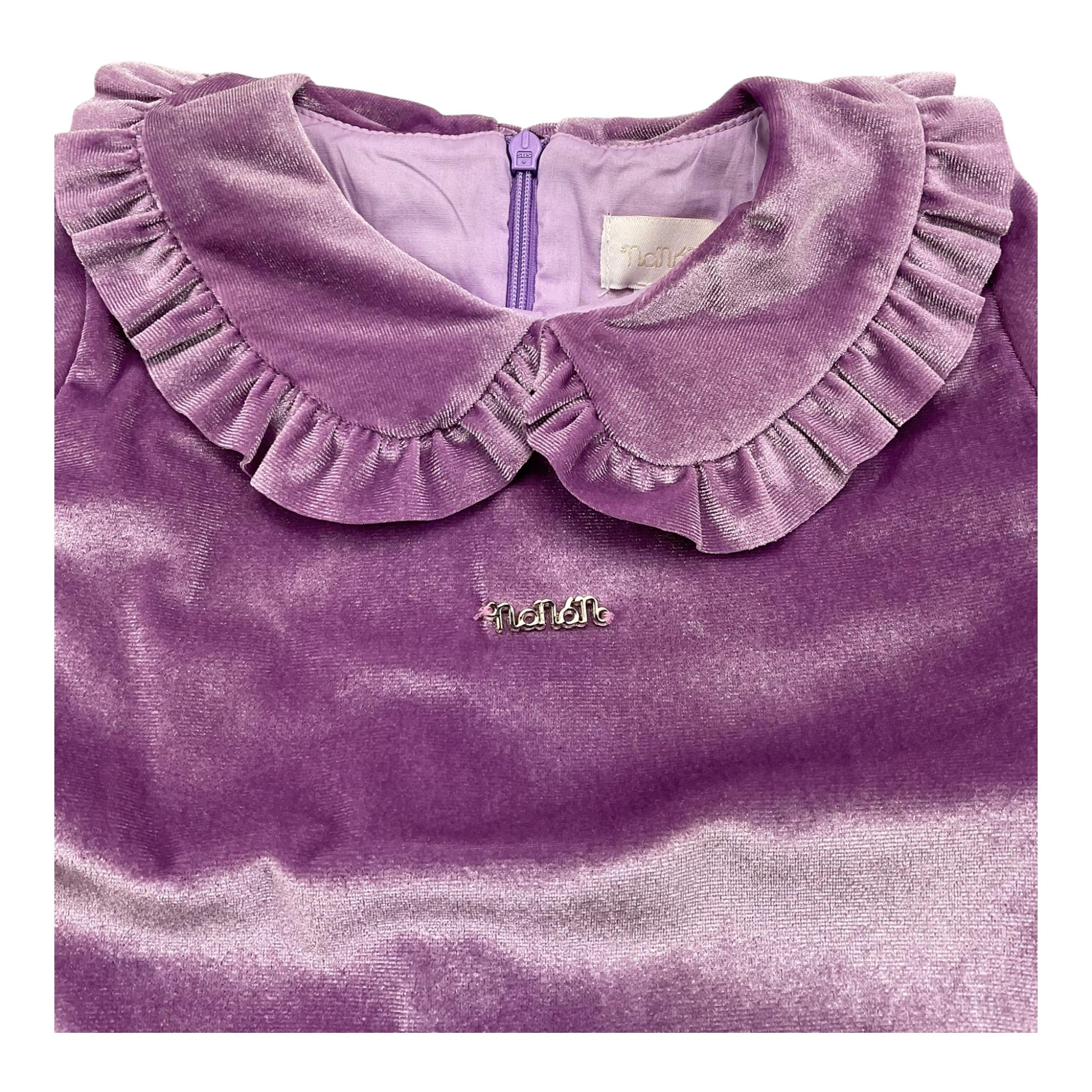 NANAN camicia manica lunga tinta unita in velluto Lilla per Bambina I2345948 LILLA NANAN