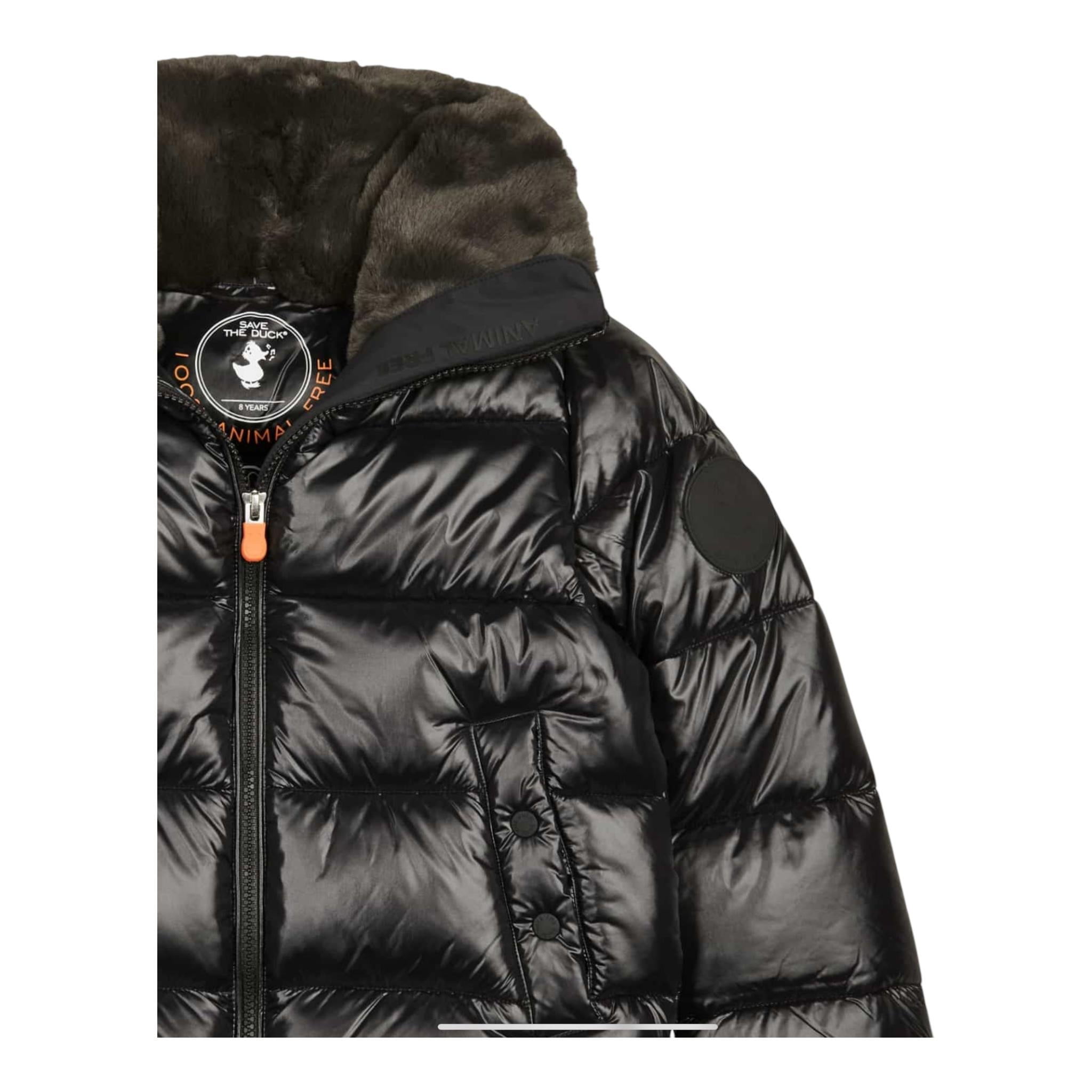 SAVE THE DUCK giubbino tinta unita con zip e pelliccia Nero per Bambino J30974G NERO SAVE THE DUCK