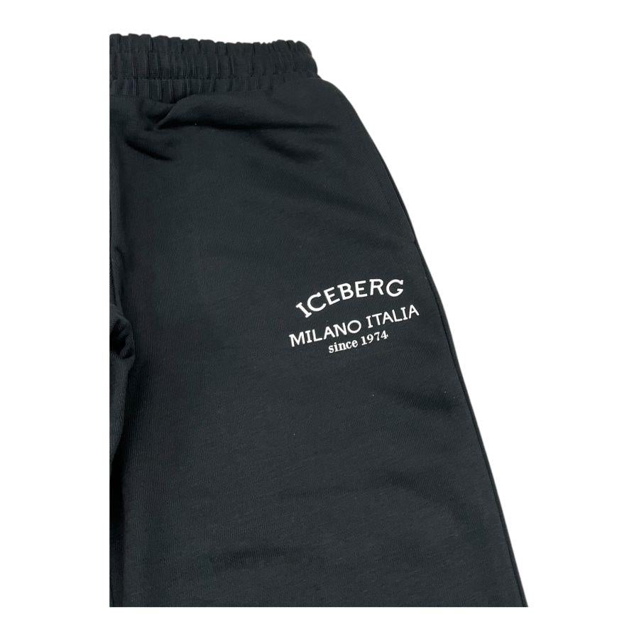 ICEBERG pantalone tuta tinta unita con stampa Nero per Bambino PFICE5316JX NERO ICEBERG