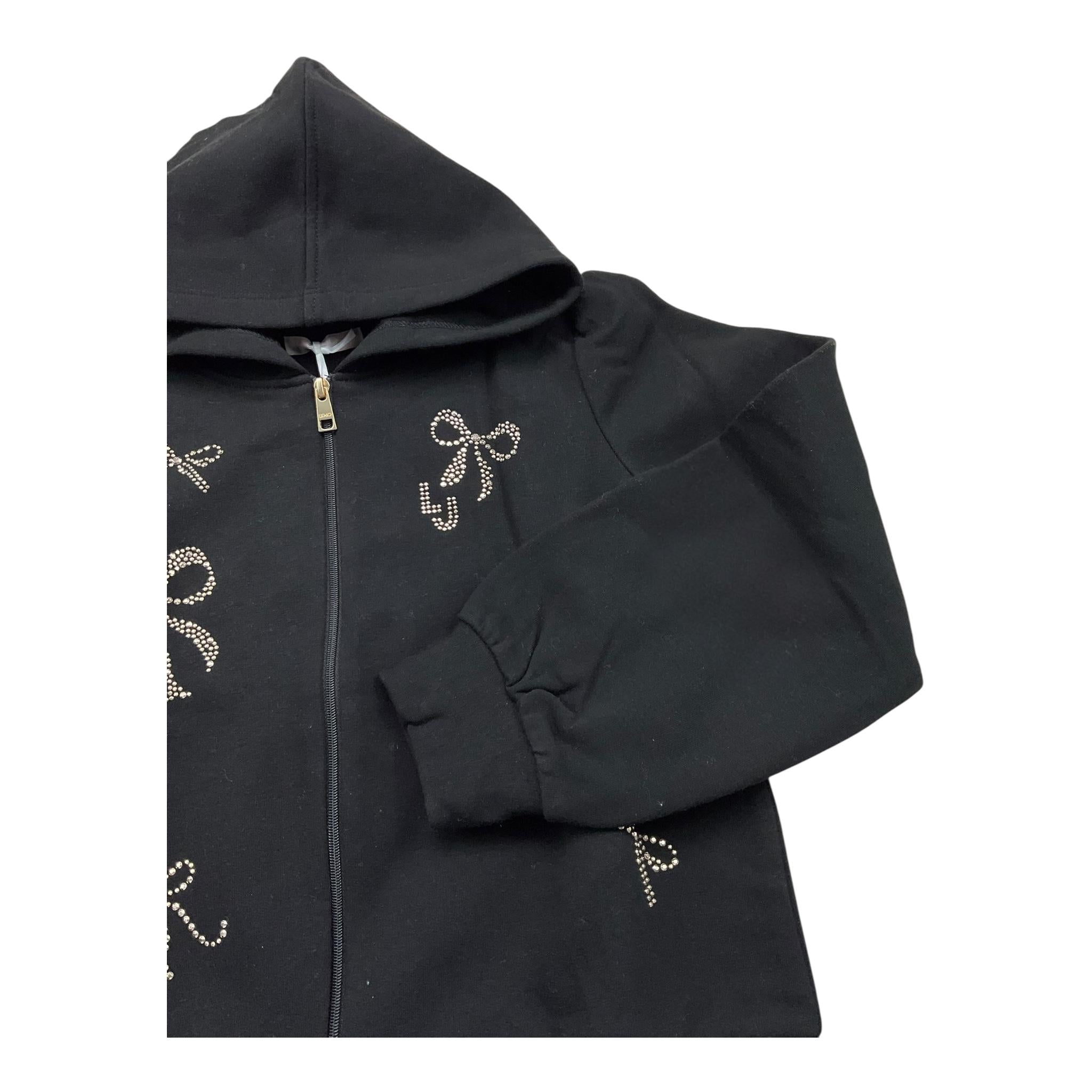 LIU JO felpa con zip e cappuccio tinta unita con brillantini Nero per Bambina KF4109JX NERO LIU JO
