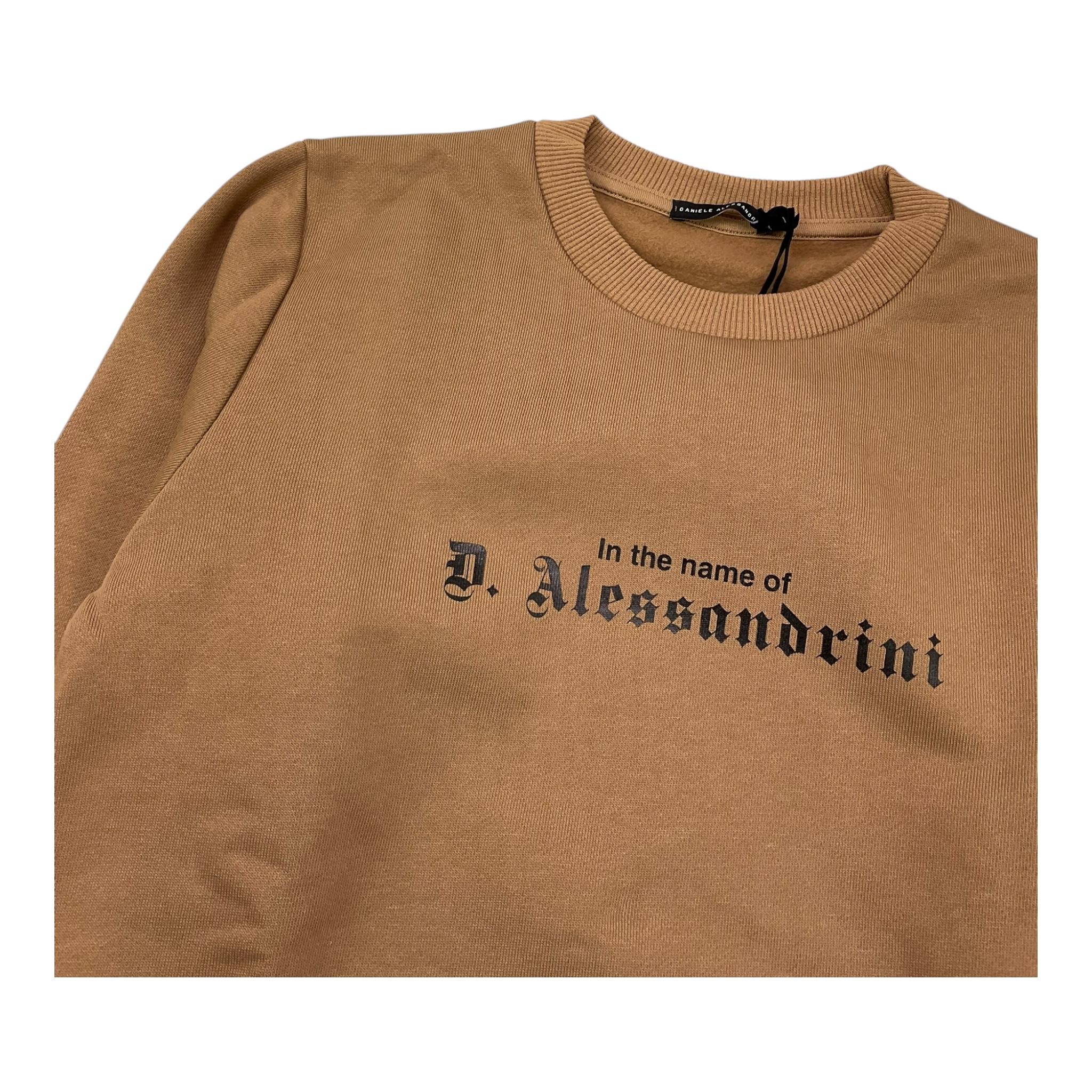 DANIELE ALESSANDRINI felpa girocollo tinta unita con stampa Beige per Bambino 1231F00103XX BEIGE DANIELE ALESSANDRINI
