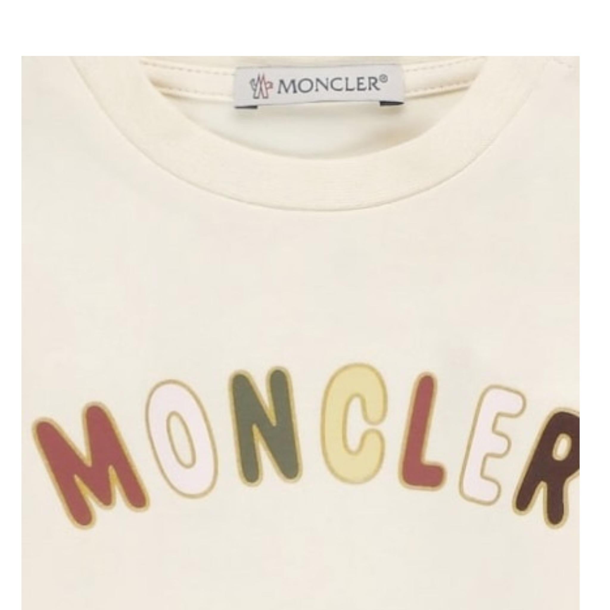 MONCLER shirt tinta unita girocollo con stampa Panna per Bambina 8D00005J PANNA MONCLER