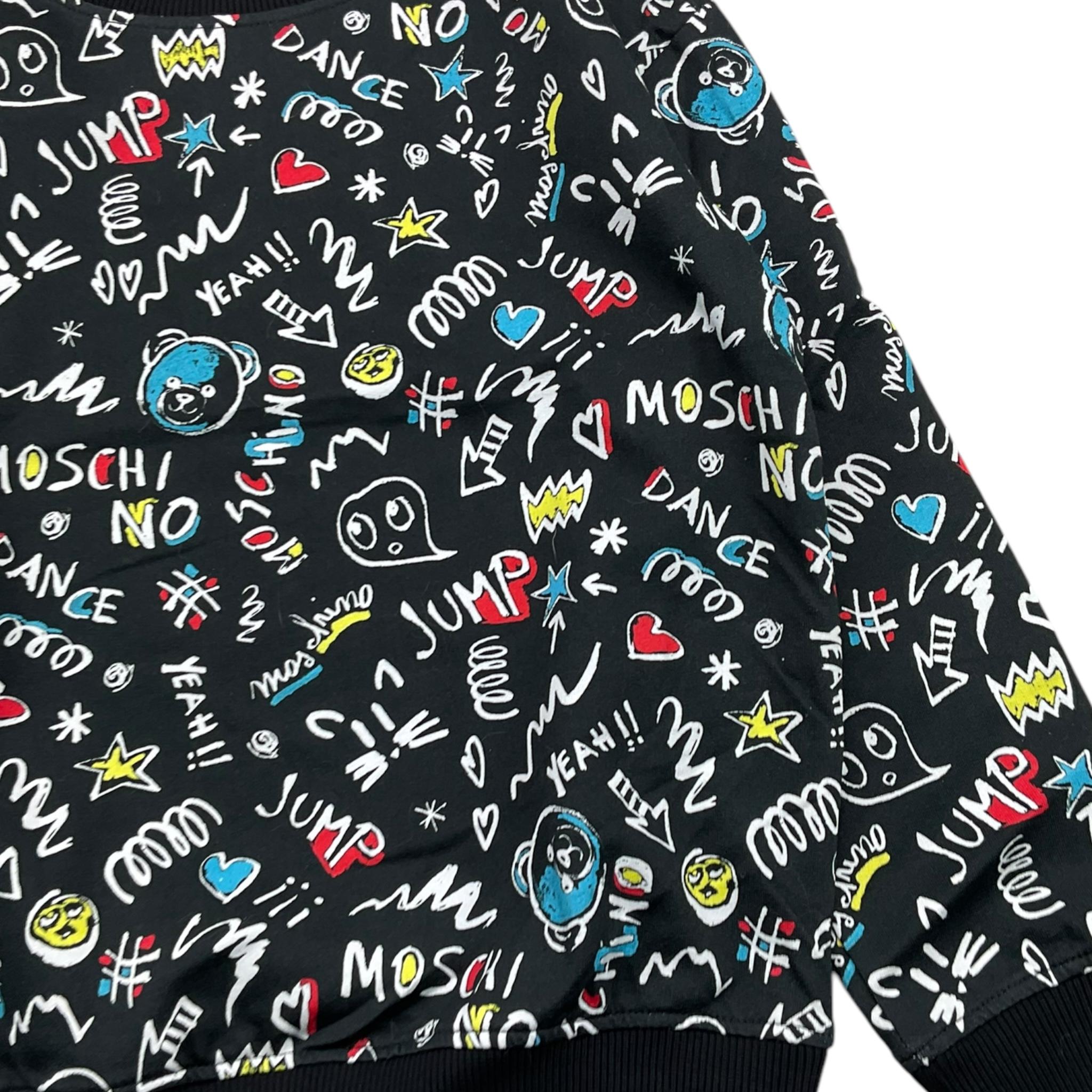 MOSCHINO felpa girocollo tinta unita con stampa Nero per Bambino HMF08H NERO MOSCHINO