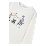 MAYORAL shirt girocollo tinta unita con stampa in contrasto Bianco per Bambina 4070X BIANCO MAYORAL