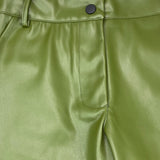 JANICE pantalone in ecopelle tinta unita con girovita regolabile Verde per Bambina JN598B VERDE JANICE