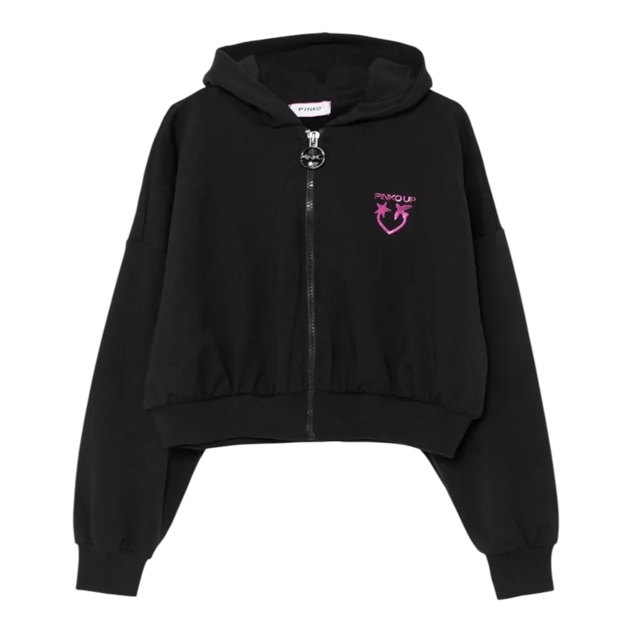 PINKO felpa tinta unita con zip e cappuccio Nero per Bambina F4PIJGZH089 NERO PINKO