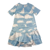 MOSCHINO abito bicolore mezza manica con stampa Bianco/azzurro per Bambina HDV0H4 BIANCO/AZZURRO MOSCHINO