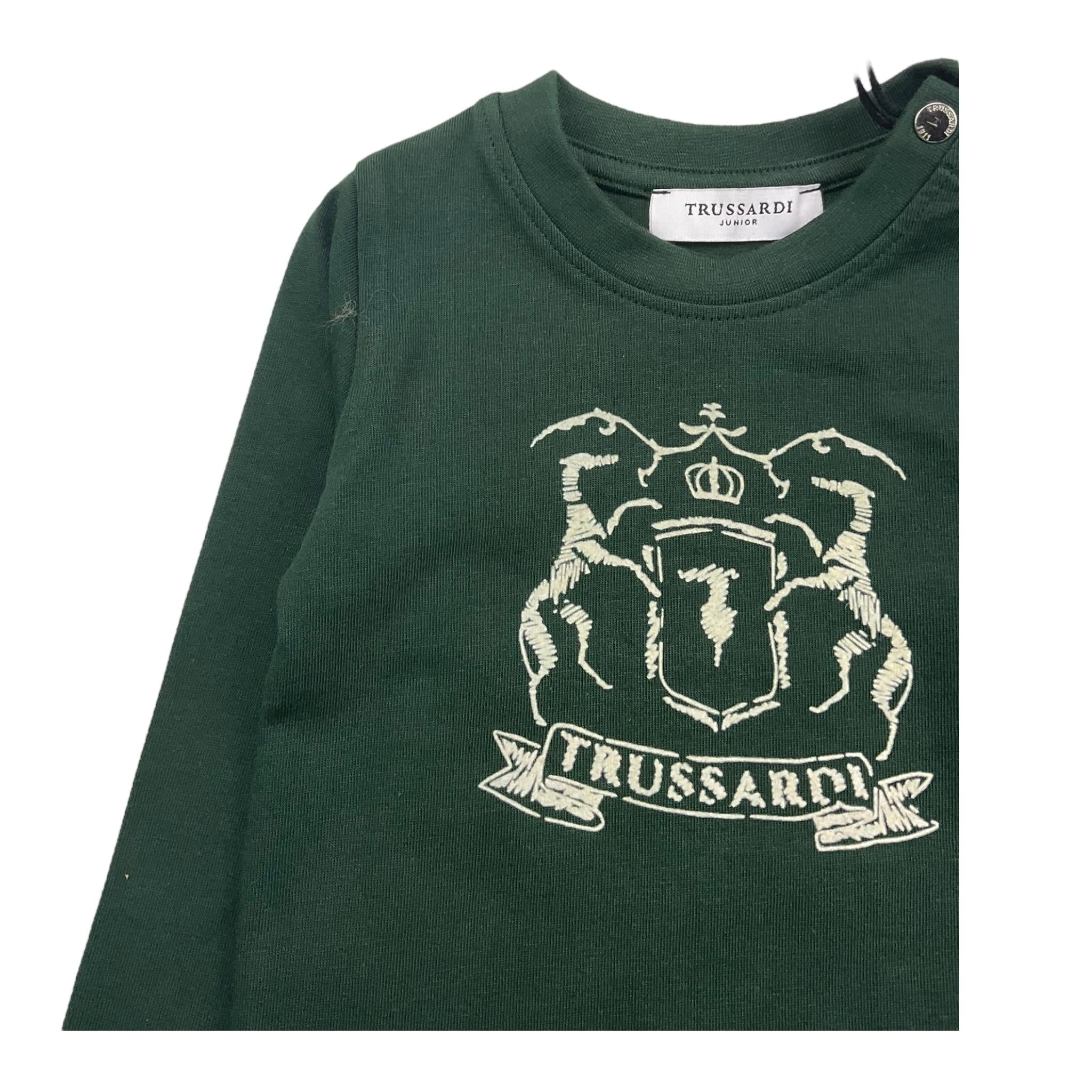 TRUSSARDI shirt girocollo tinta unita con stampa in contrasto Verde per Neonato TIA25140TS VERDE TRUSSARDI