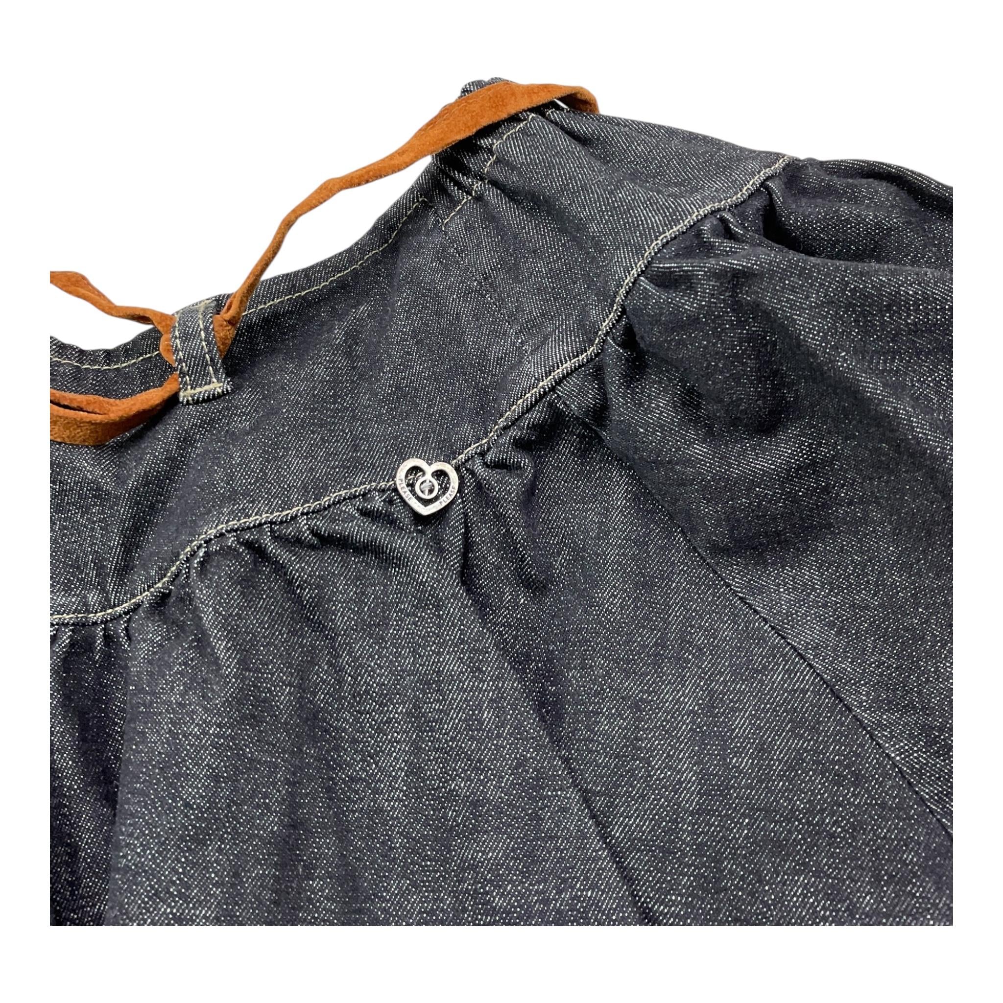 PLEASE gonna in denim tinta unita con cintura Blu per Bambina GB50012G65 BLU PLEASE