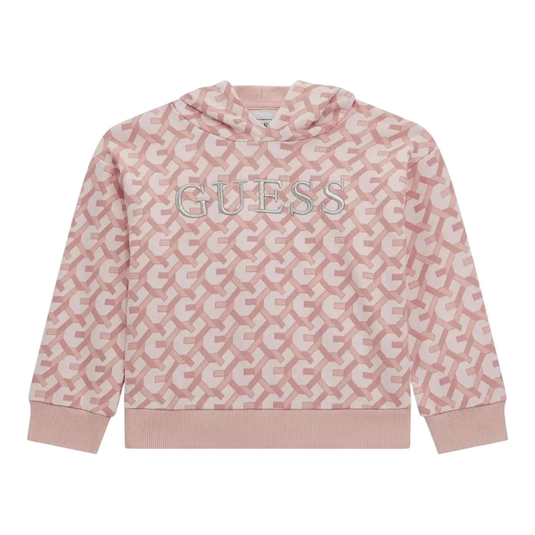 GUESS felpa con cappuccio tinta unita con stampa logo Rosa per Neonata K4BQ06KAD73N ROSA GUESS