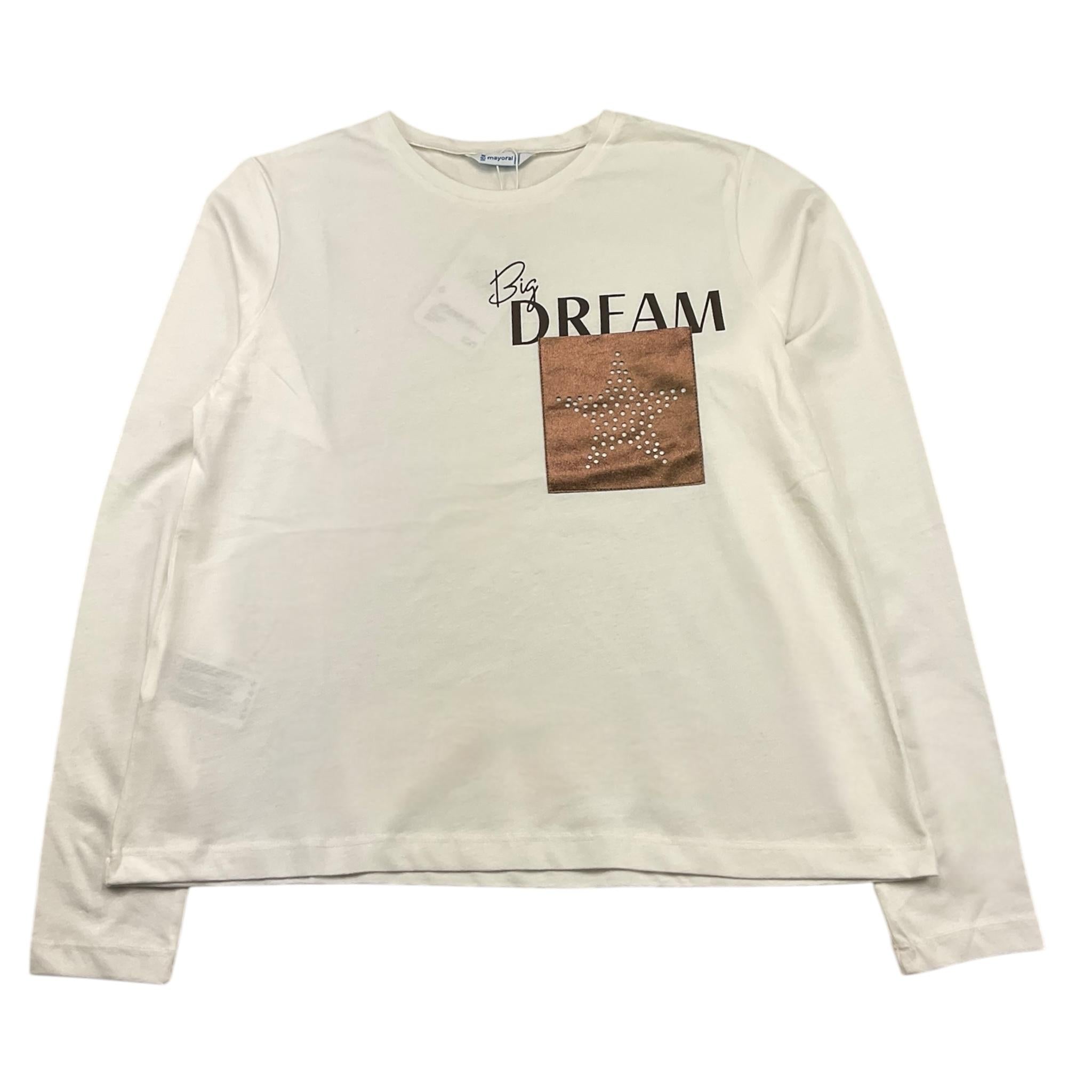 MAYORAL shirt girocollo tinta unita con stampa e taschino in contrasto Panna per Bambina 701736 PANNA MAYORAL