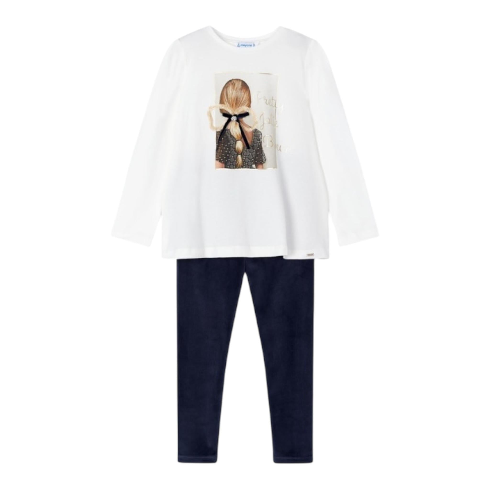 MAYORAL completo 2pz felpa-leggins bicolore Bianco/blu per Bambina 4705 BIANCO/BLU MAYORAL