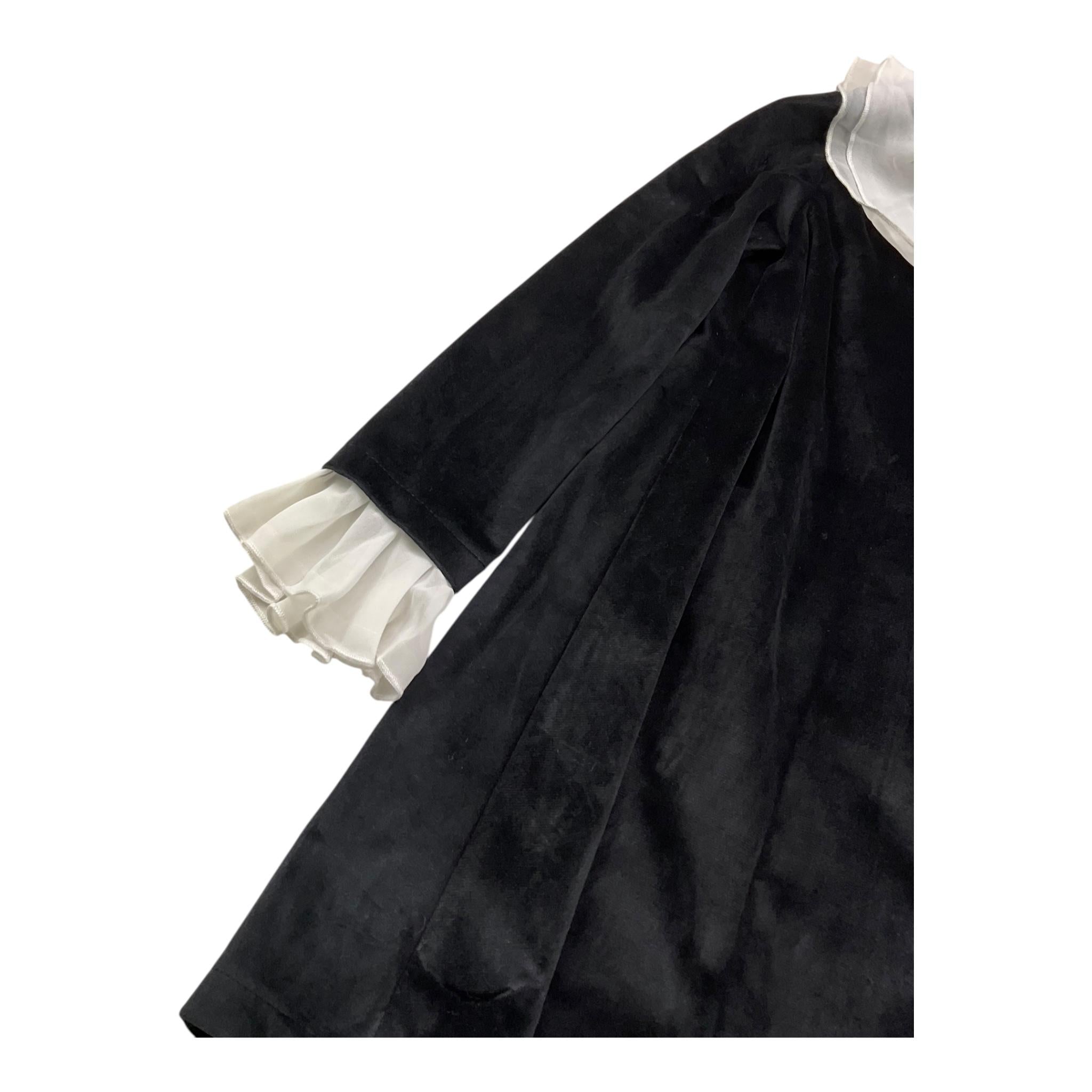 NANAN abito manica lunga tinta unita in velluto Nero per Bambina I2353636N NERO NANAN