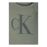 CALVIN KLEIN maglia tinta unita girocollo con stampa Verde per Neonato IN0IN00205X VERDE CALVIN KLEIN