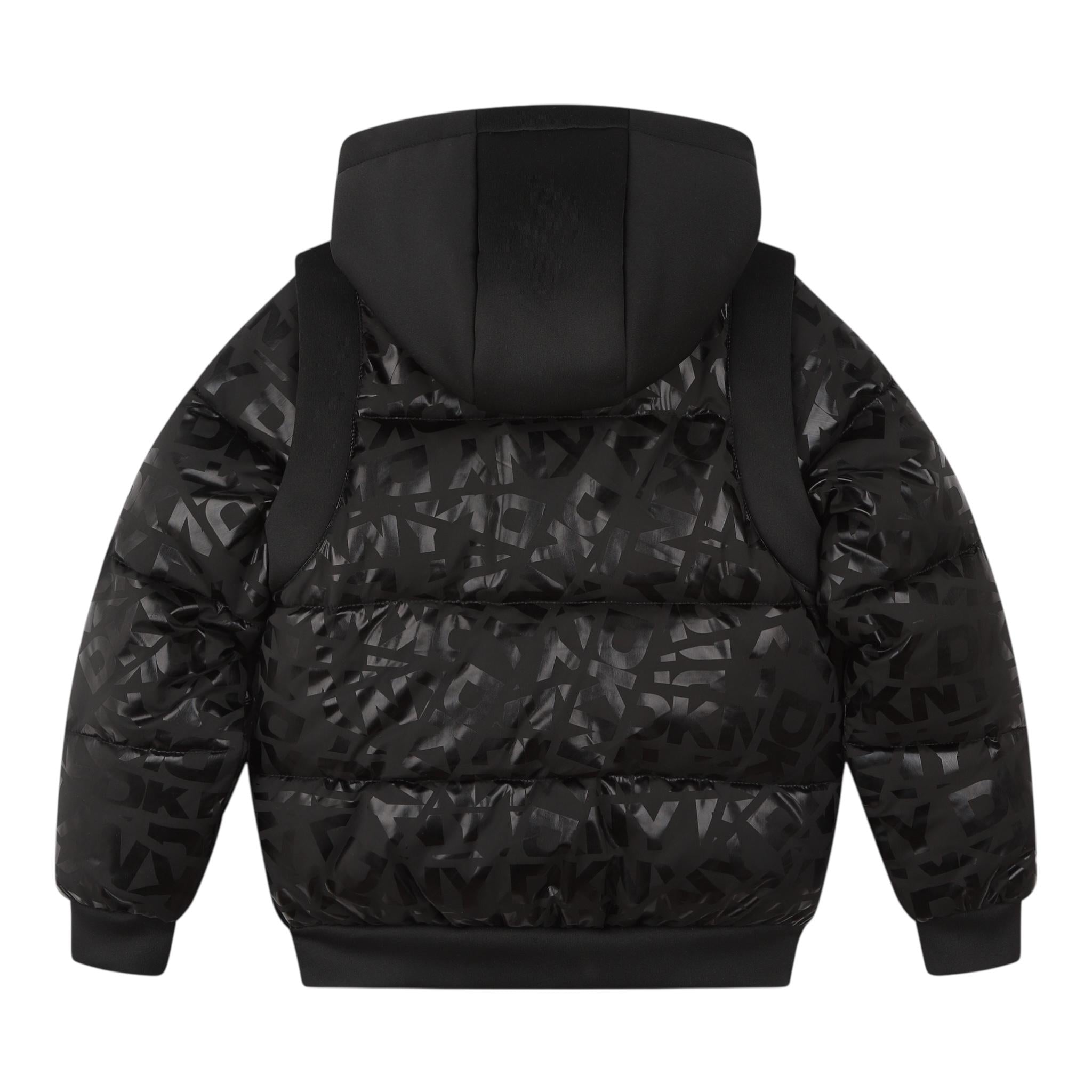 DKNY giubbino tinta unita cn cappuccio e loghi Nero per Bambino D60200 NERO DKNY