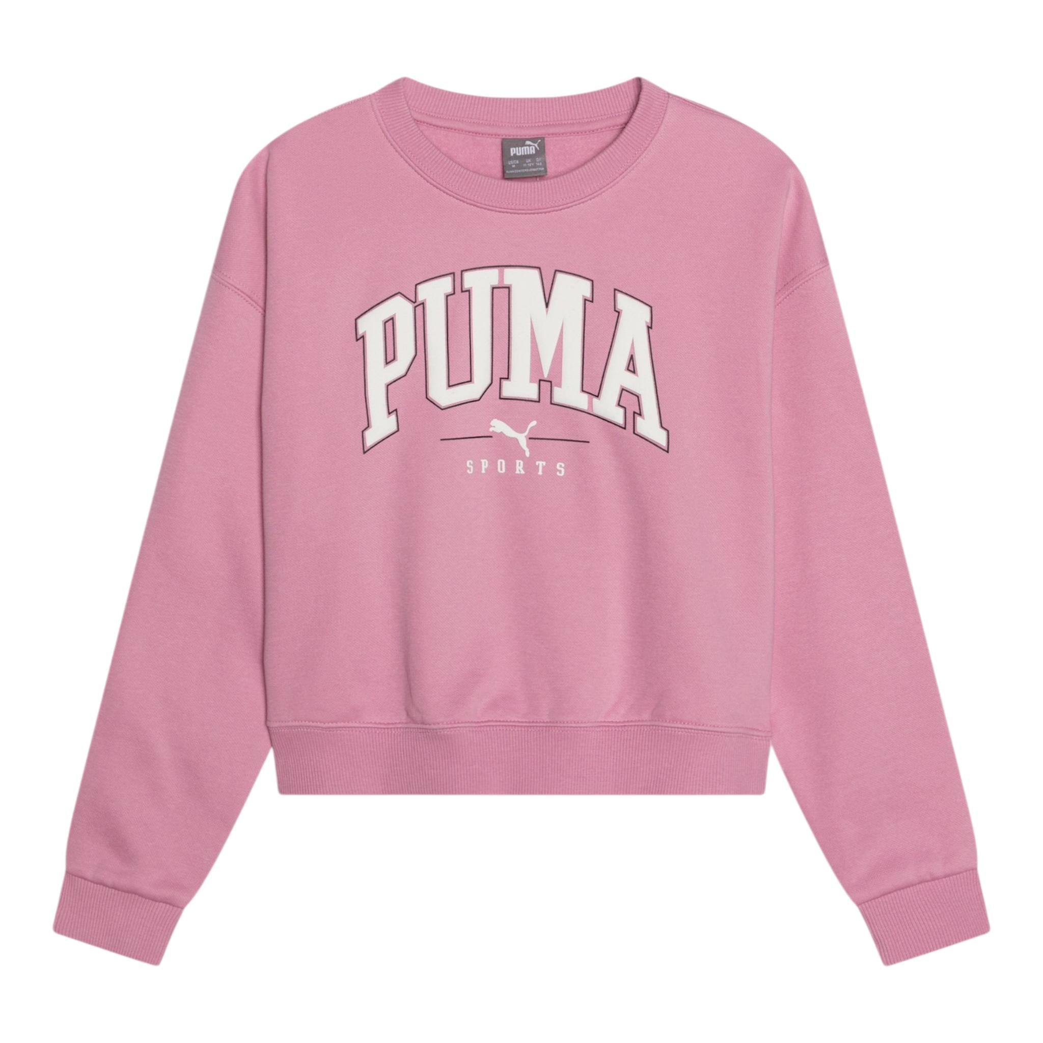 PUMA felpa chiusa girocollo tinta unita cn stampa logo Rosa per Bambina 681763 ROSA PUMA