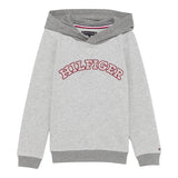 TOMMY HILFIGER felpa chiusa con cappuccio tinta unita con logo Grigio per Bambino KB0KB09190 GRIGIO TOMMY HILFIGER