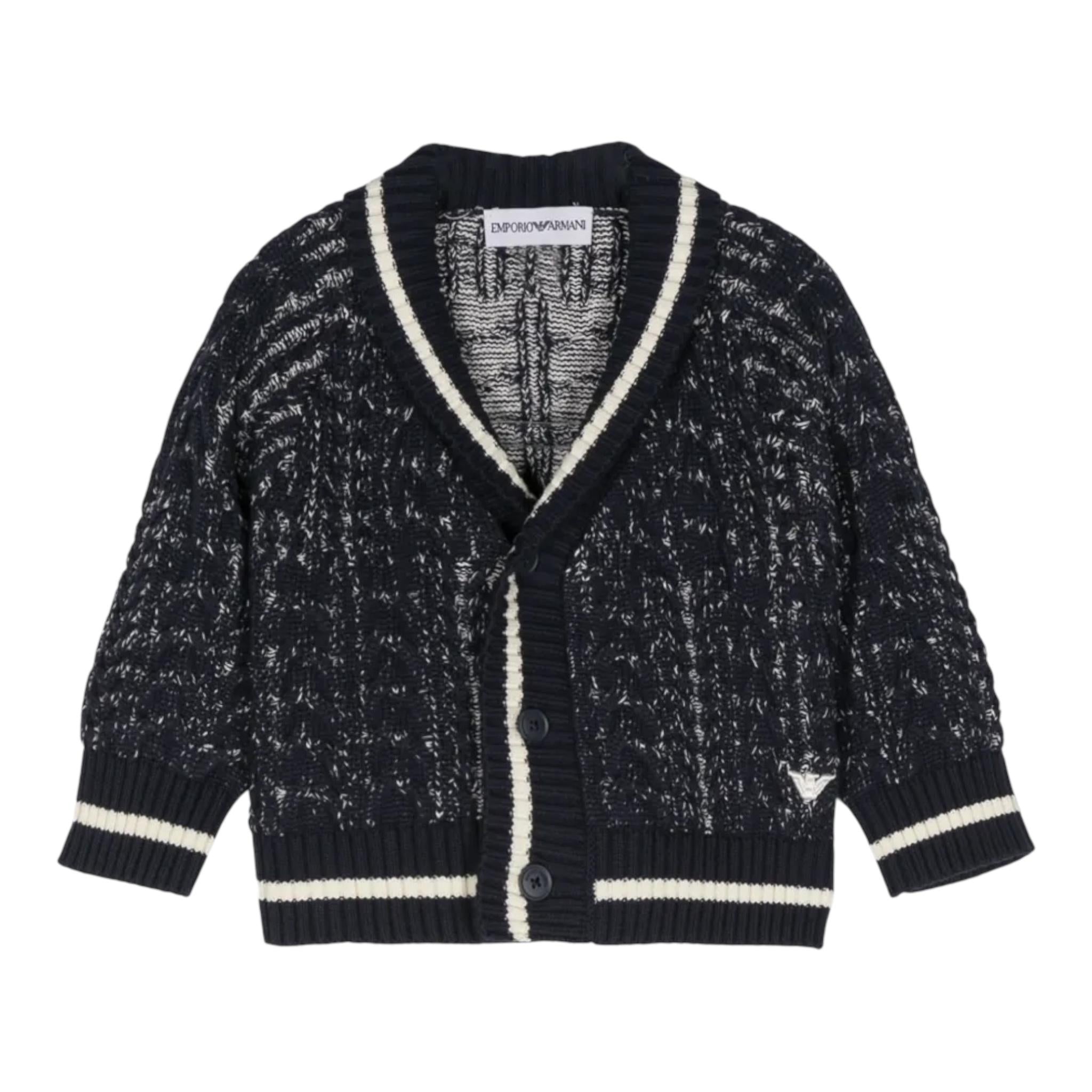 EMPORIO ARMANI cardigan tinta unita con profili in contrasto Blu per Neonato 6DHM62 BLU EMPORIO ARMANI