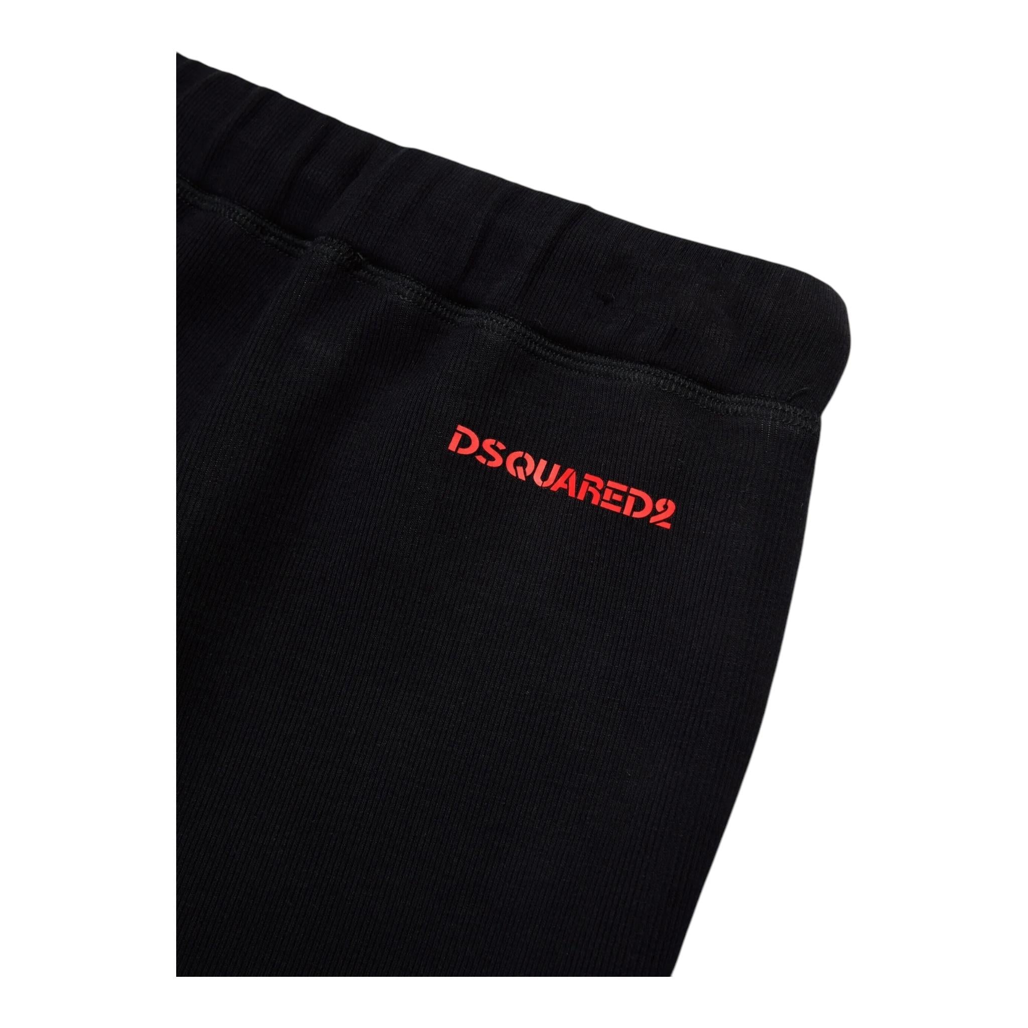 DSQUARED2 pantalone tuta tinta unita con stampa logo Nero per Bambino DQ2458 NERO DSQUARED2