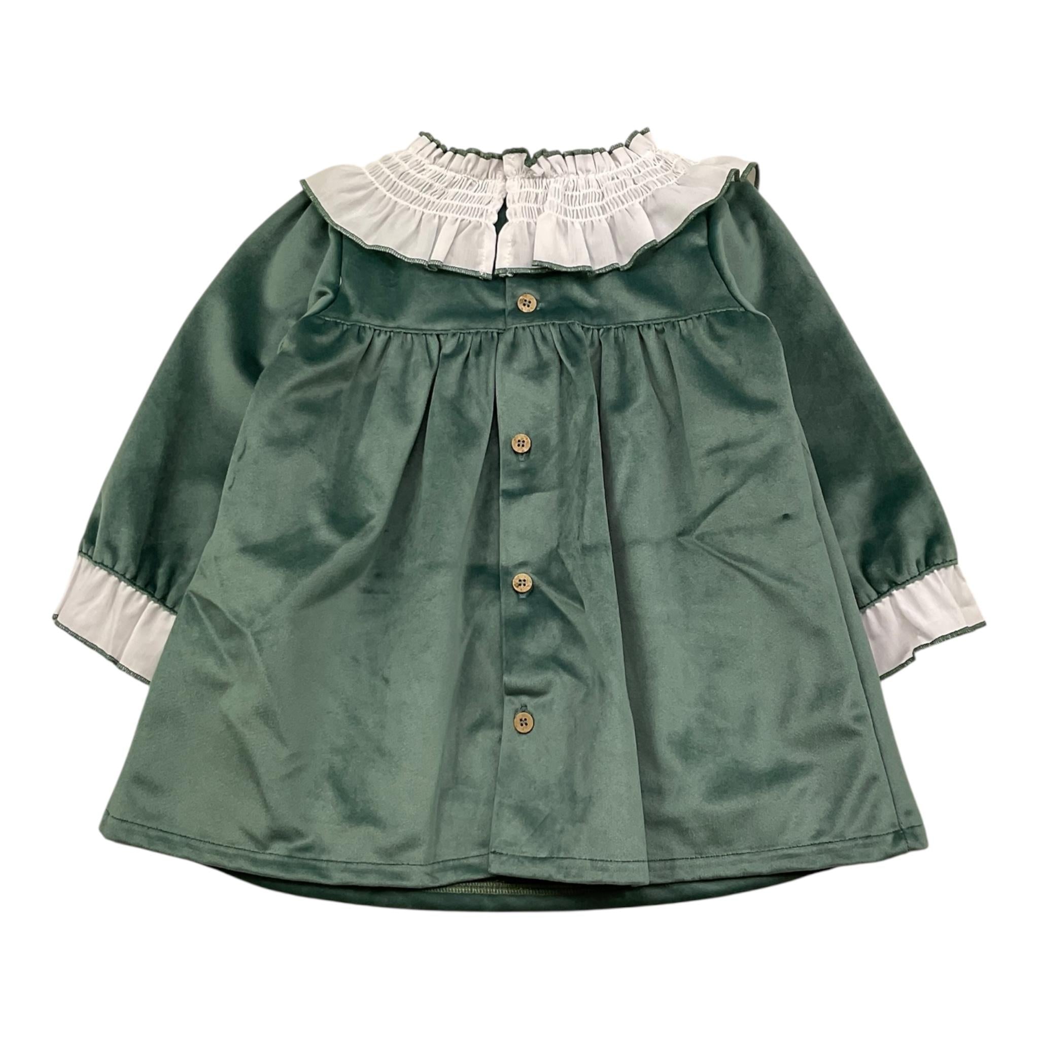 BABIDU abito tinta unita in velluto con fiocco Verde per Neonata 91661 VERDE BABIDU