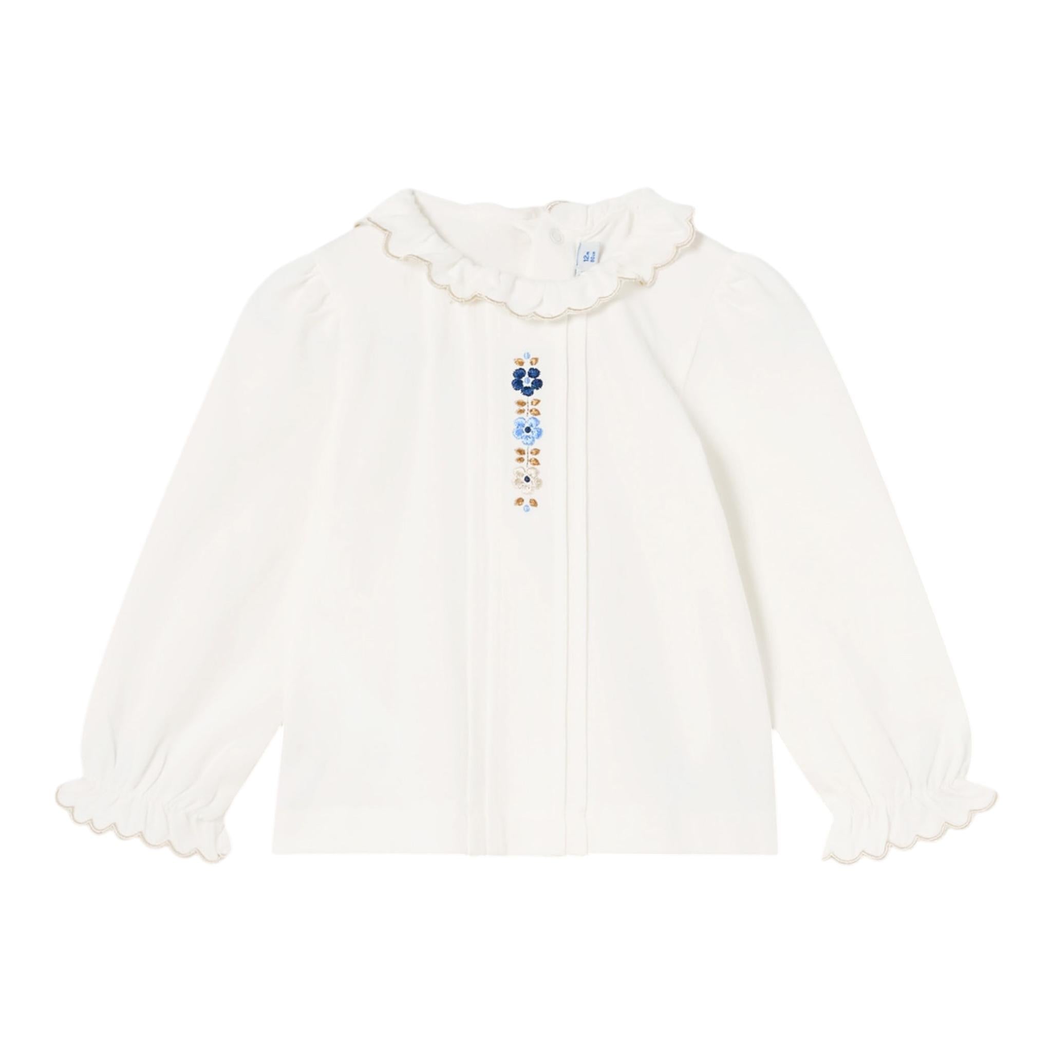 MAYORAL shirt tinta unita con colletto e ricami Panna per Neonata 2194 PANNA MAYORAL