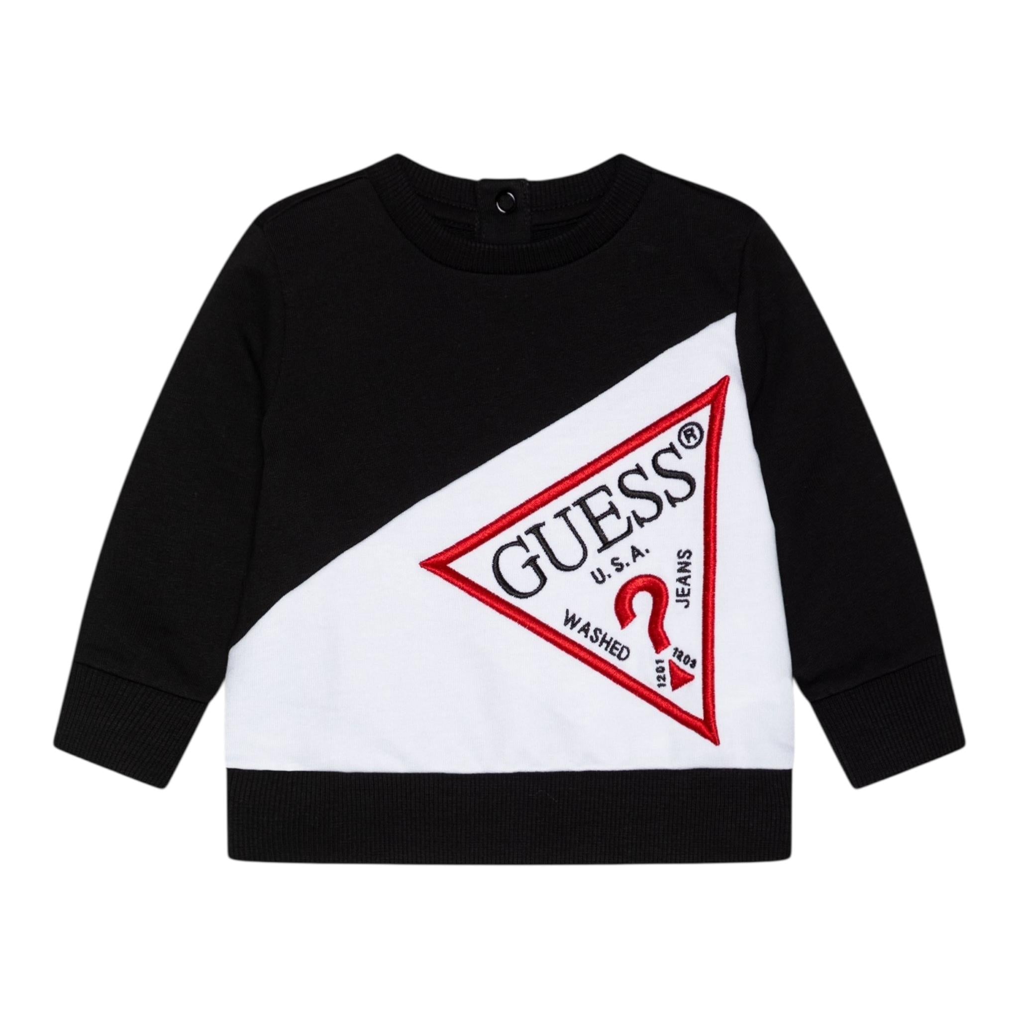GUESS felpa girocollo tinta unita con stampa Nero per Bambino N4YQ04KA6R4X NERO GUESS