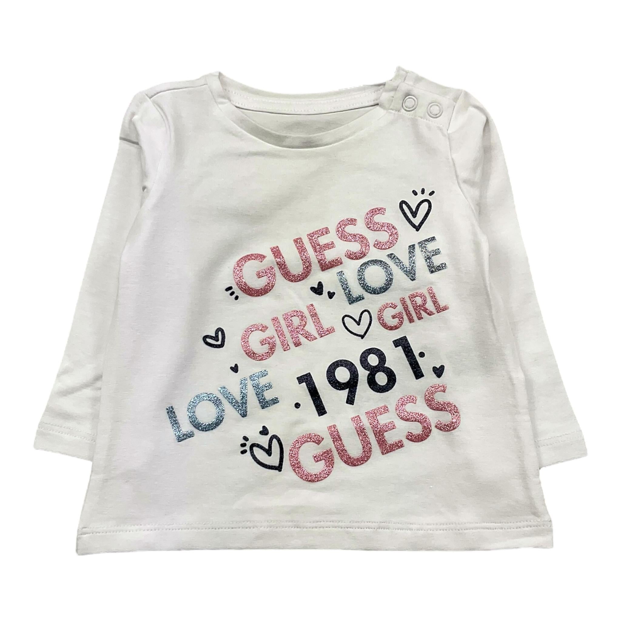 GUESS shirt girocollo tinta unita ocn logo Bianco per Neonata K4YI27K6YW4 BIANCO GUESS