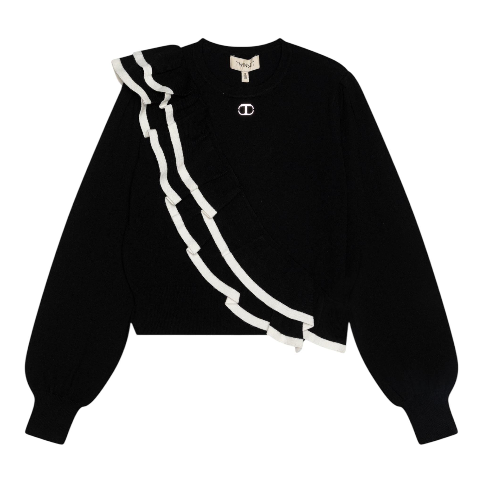 TWINSET maglia tinta unita con balze Nero per Bambina 242GJ3021 NERO TWINSET