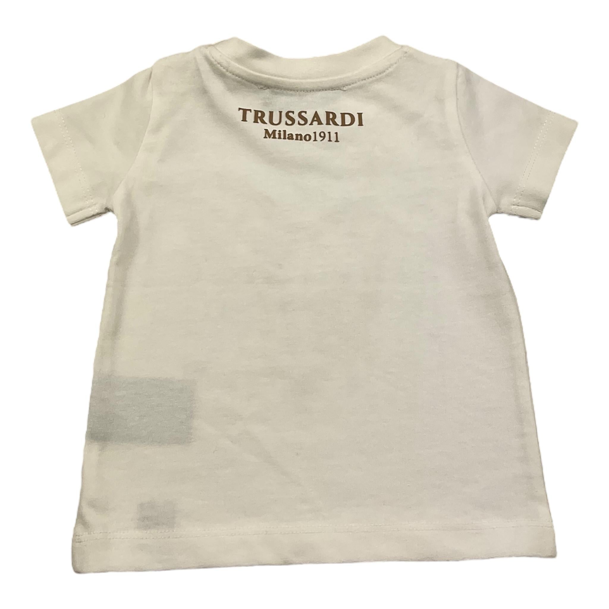 TRUSSARDI t-shirt girocollo tinta unita con stampa in contrasto Panna per Neonato TIA25075TS PANNA TRUSSARDI