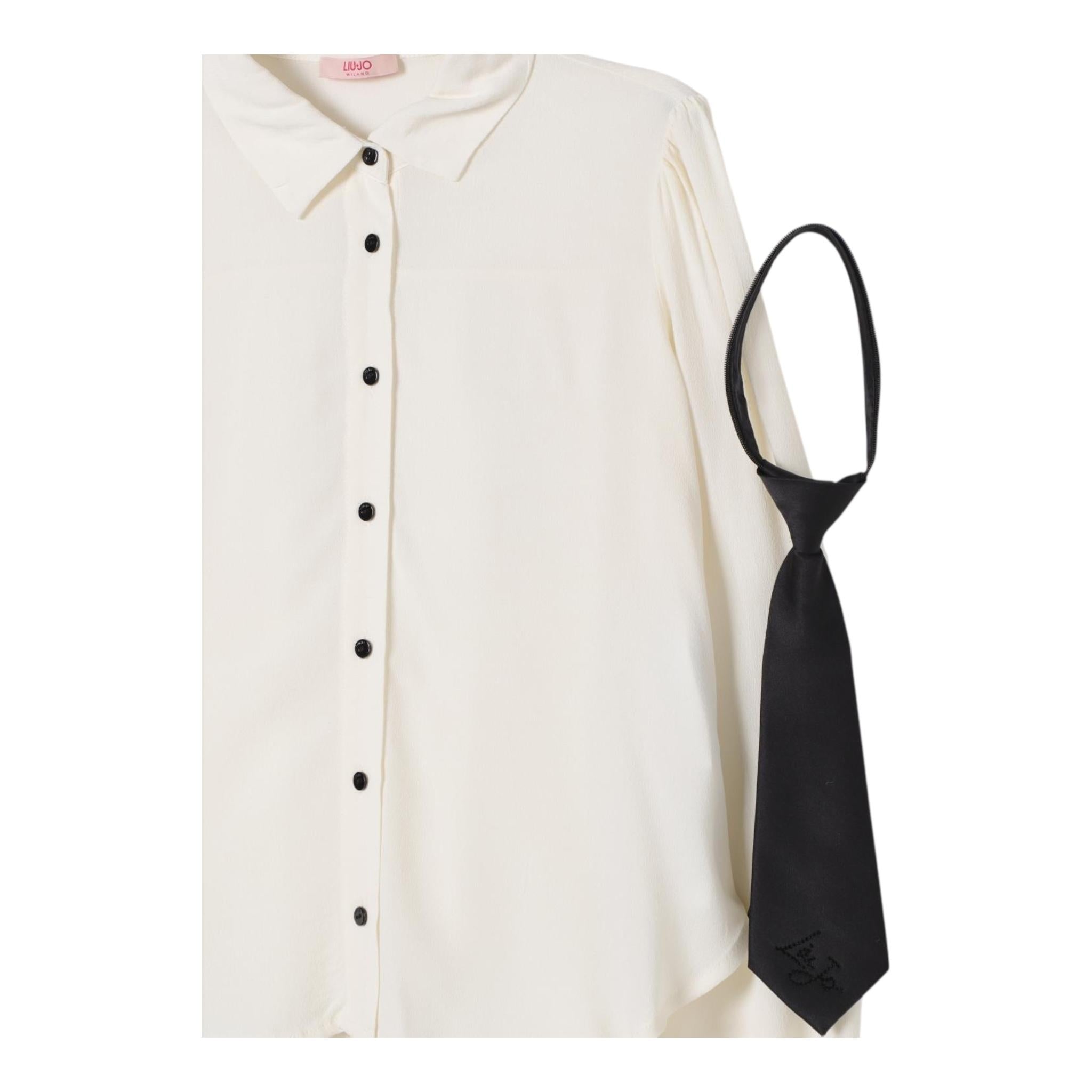 LIU JO camicia tinta unita con cravatta Panna per Bambina GF4065TS868 PANNA LIU JO