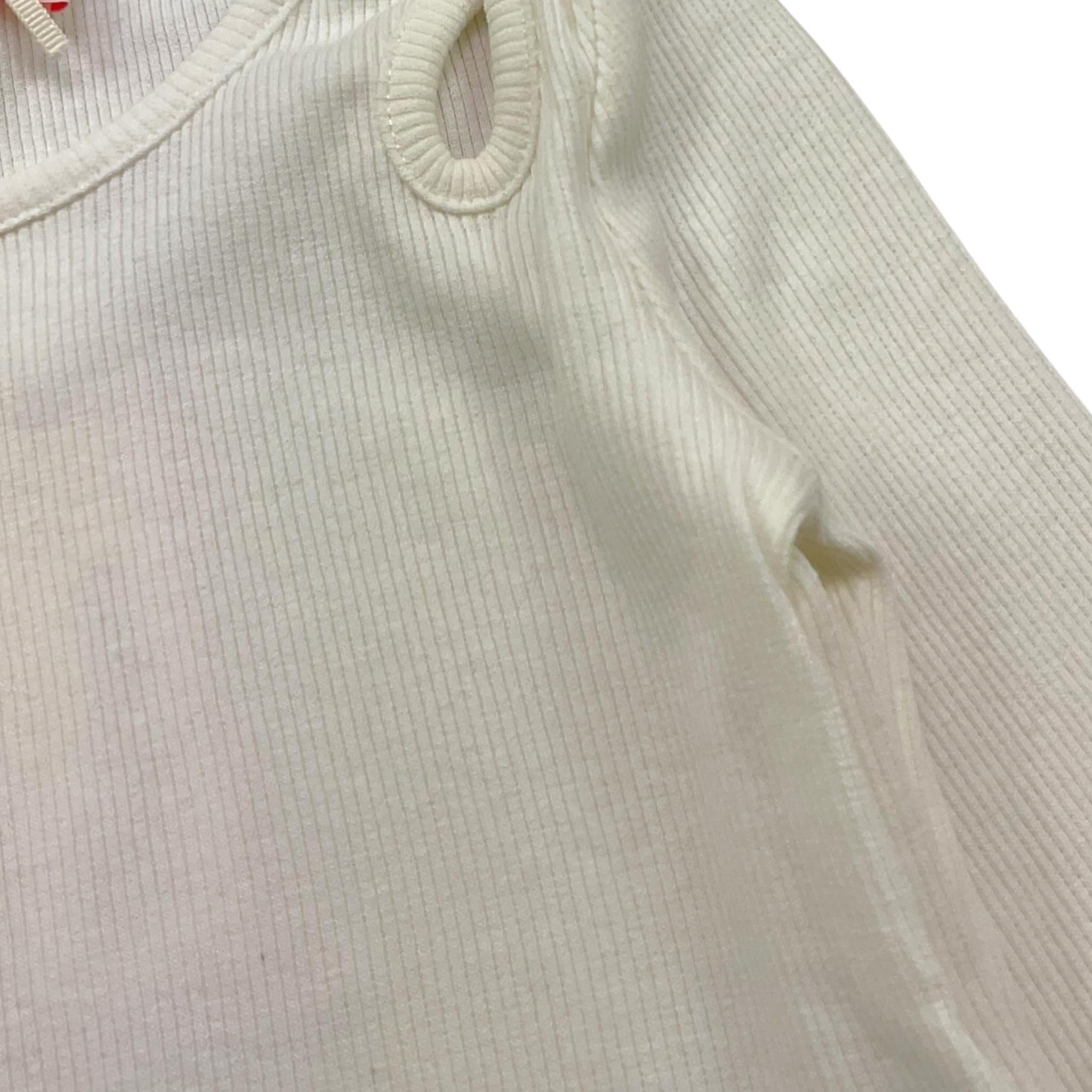 PLEASE maglia girocollo tinta unita a costine Panna per Bambina ML66072G68 PANNA PLEASE