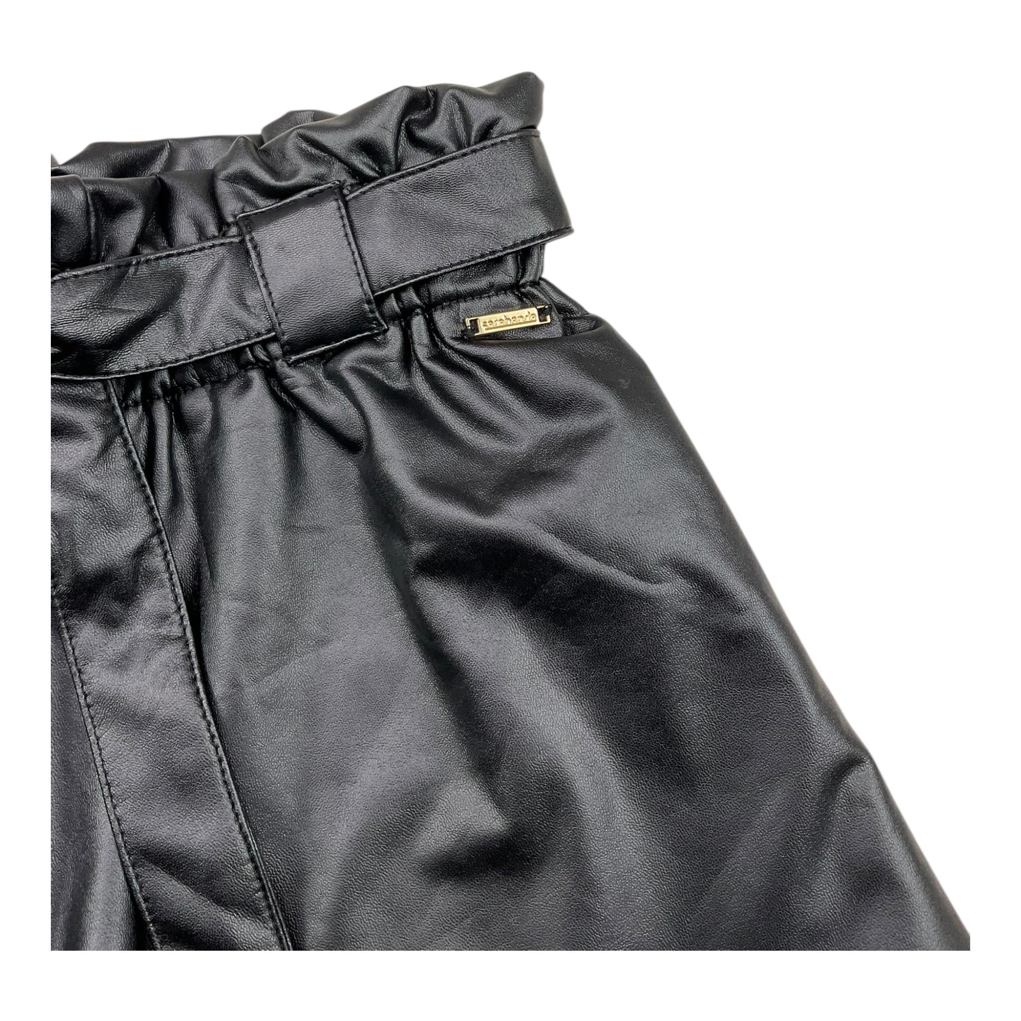 SARABANDA short tinta unita con elastico in vita in ecopelle Nero per Bambina 7307 NERO SARABANDA
