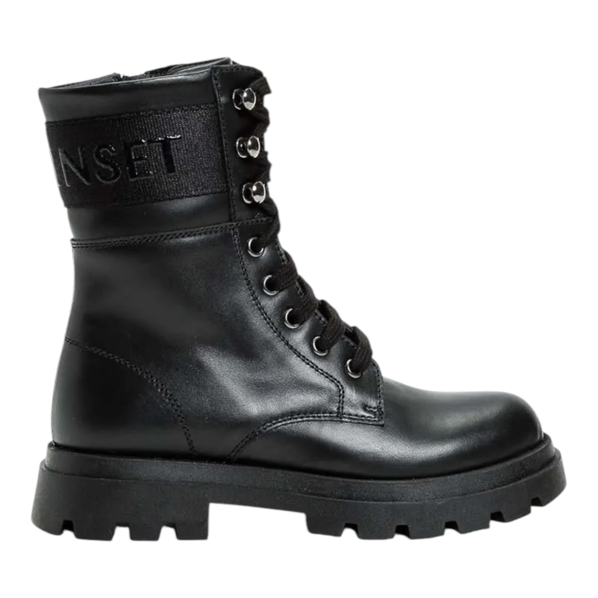 TWINSET stivaletti bassi tinta unita con lacci Nero per Bambina 242GCJ03A NERO TWINSET