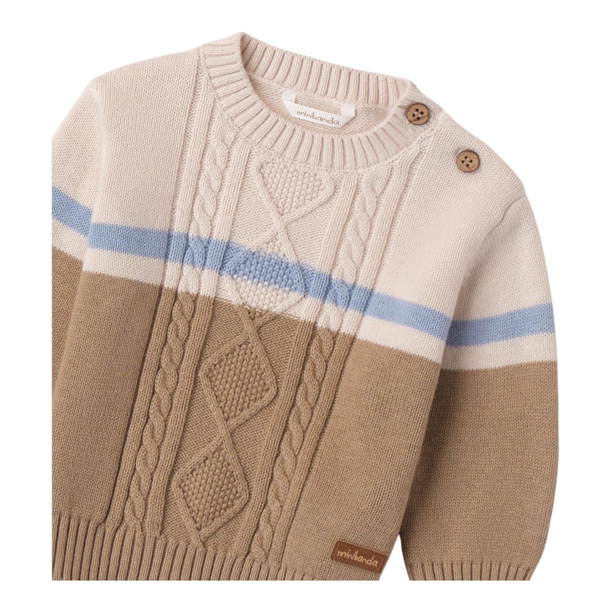 MINI BANDA maglia girocollo bicolore Beige per Neonato A670 BEIGE MINI BANDA