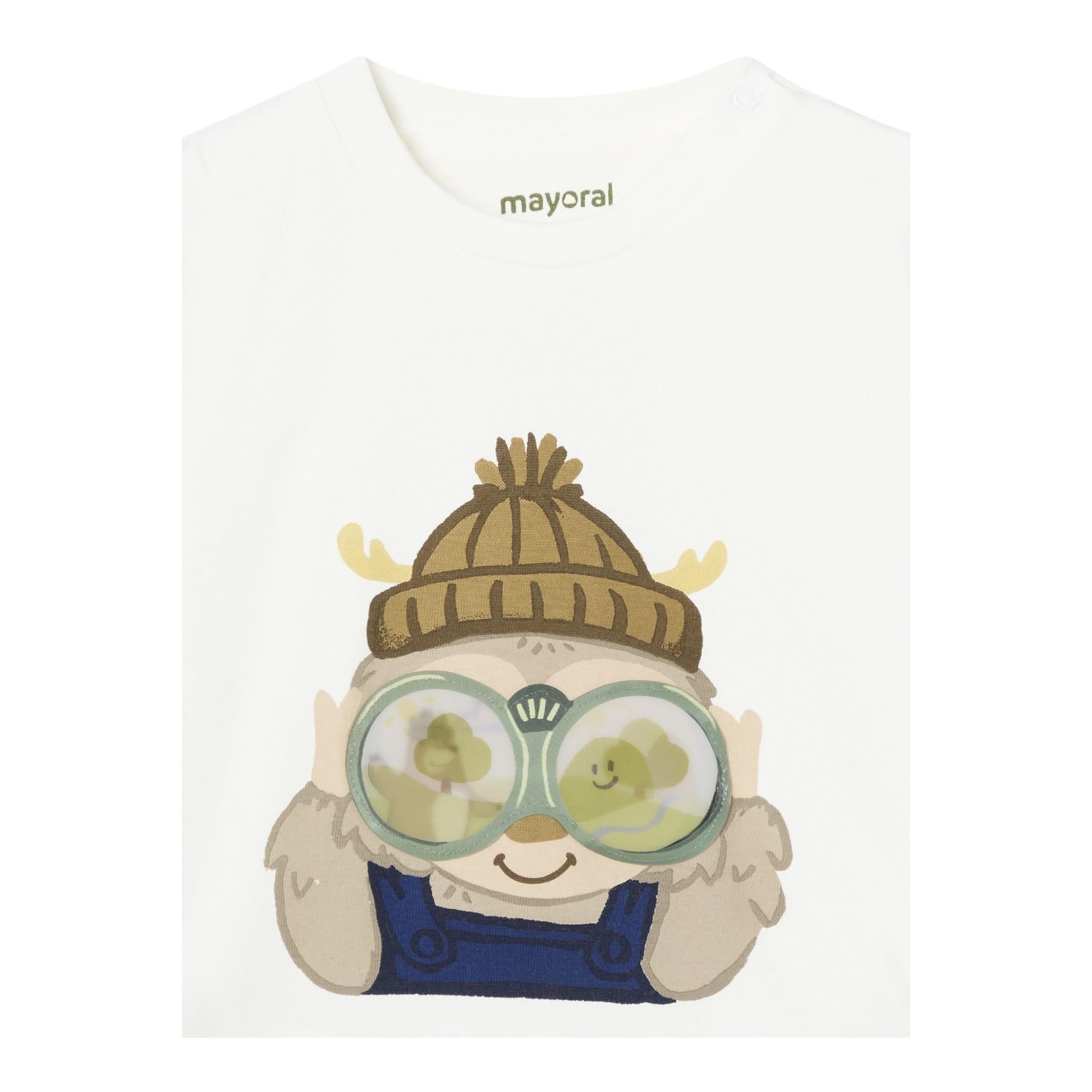 MAYORAL shirt girocollo tinta unita con stampa in contrasto Bianco per Neonato 2036 BIANCO MAYORAL