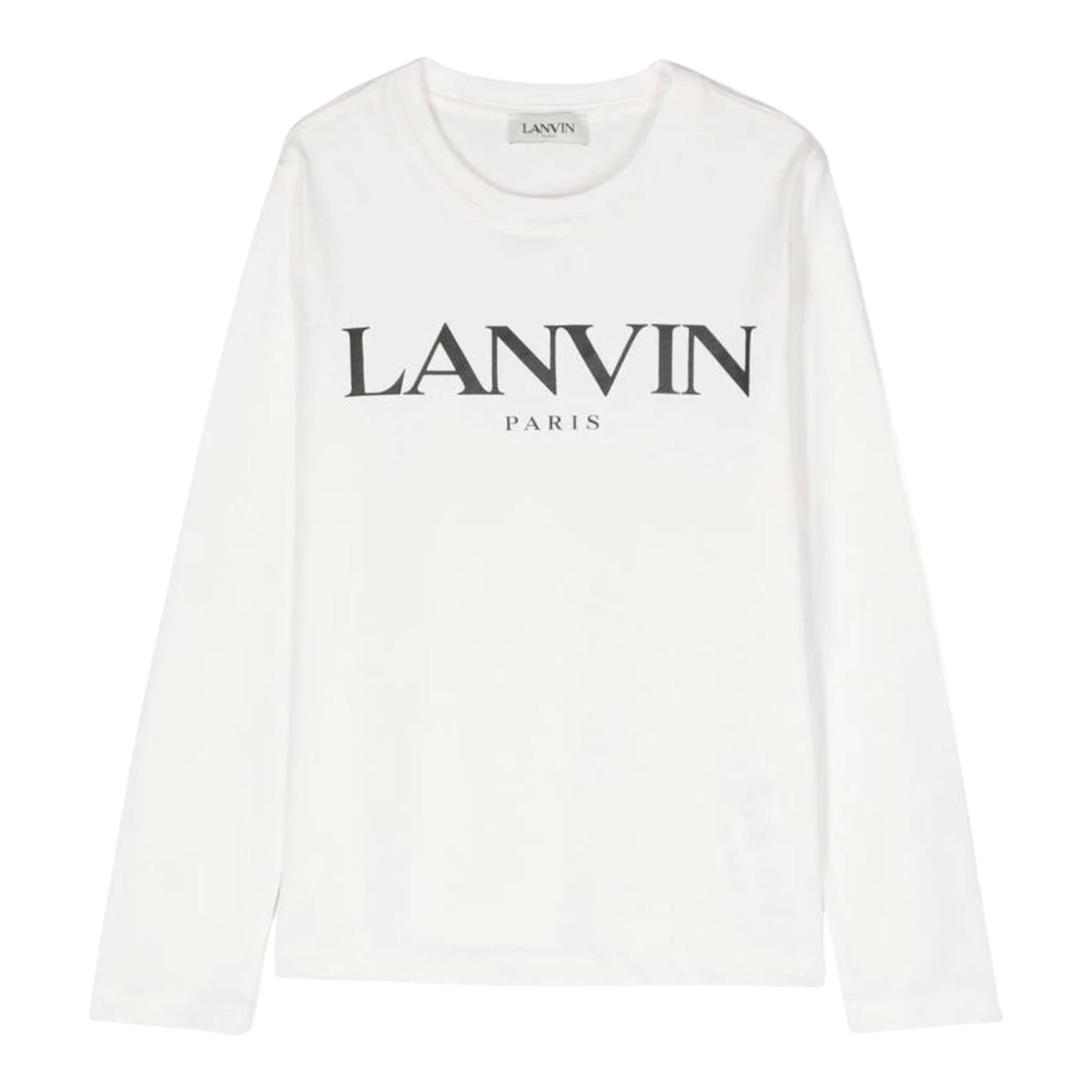 LANVIN shirt girocollo tinta unita cn logo Bianco per Bambino N25145 BIANCO LANVIN
