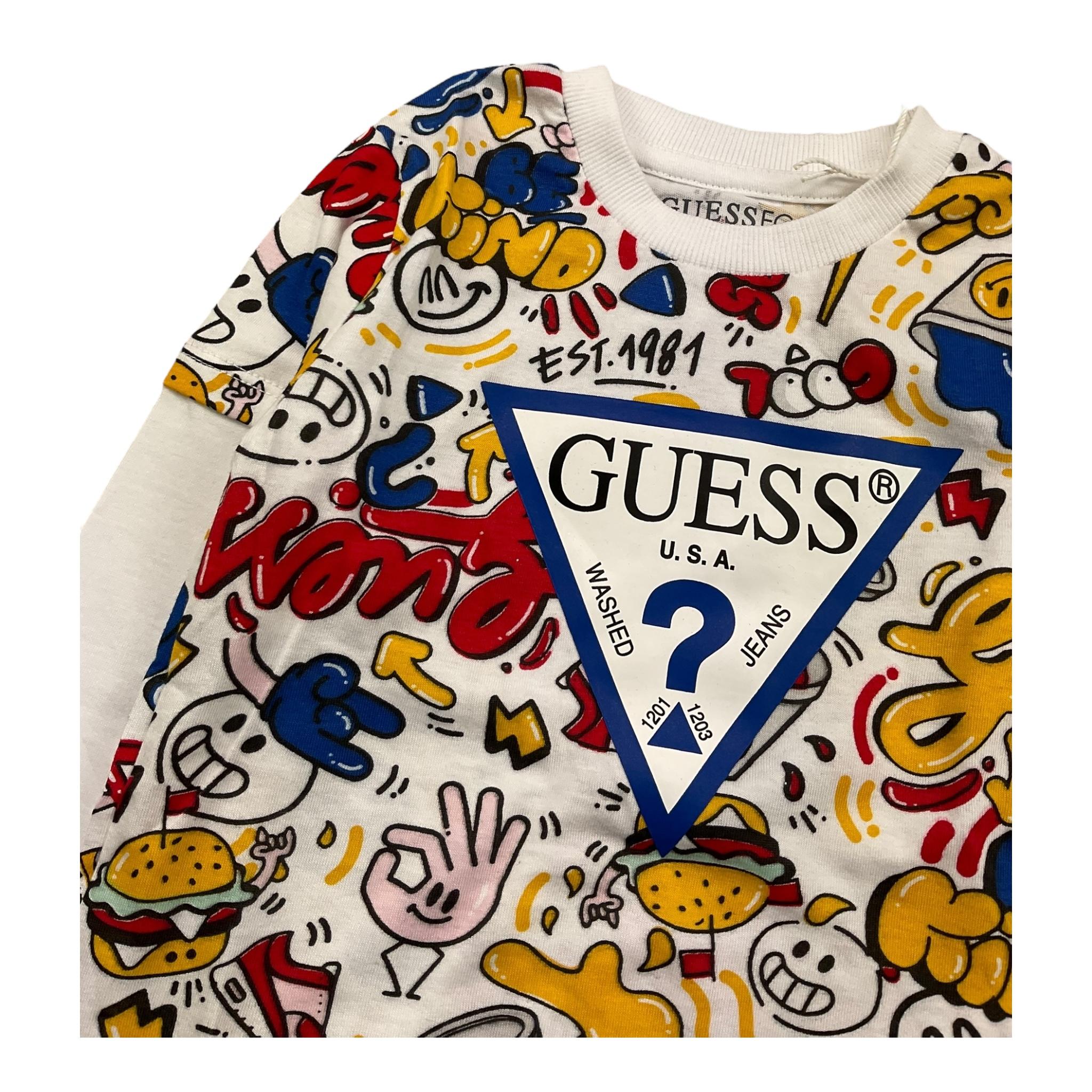 GUESS shirt girocollo tinta unita con stampa in contrasto Bianco per Neonato N4YI12K8HM3 BIANCO GUESS