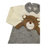 LE BEBE' tutina manica lunga bicolore con orso Panna/grigio per Neonato LBG5424 PANNA/GRIGIO LE BEBE'