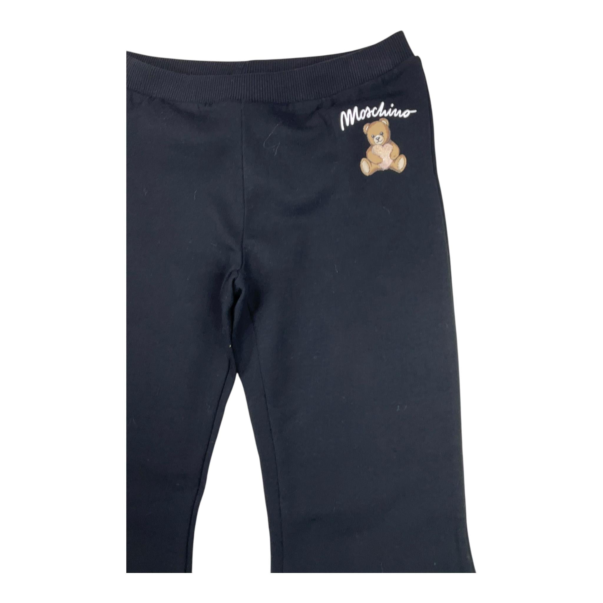 MOSCHINO pantalone modello a zampa tinta unita con logo Nero per Bambina HCP050 NERO MOSCHINO