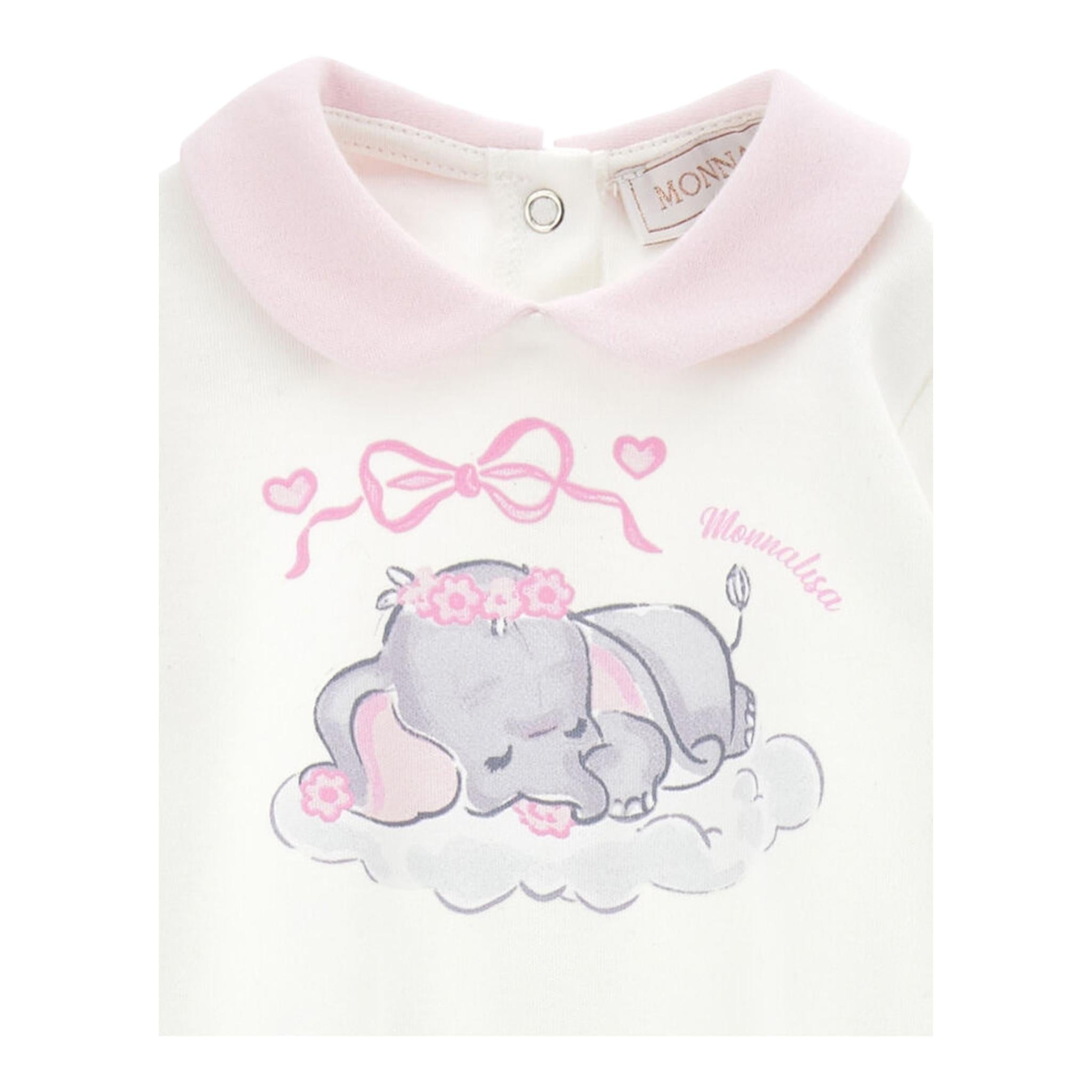 MONNALISA set tutina tinta unita con stampa-cappello-bavetta Bianco per Neonata 35D500X BIANCO MONNALISA
