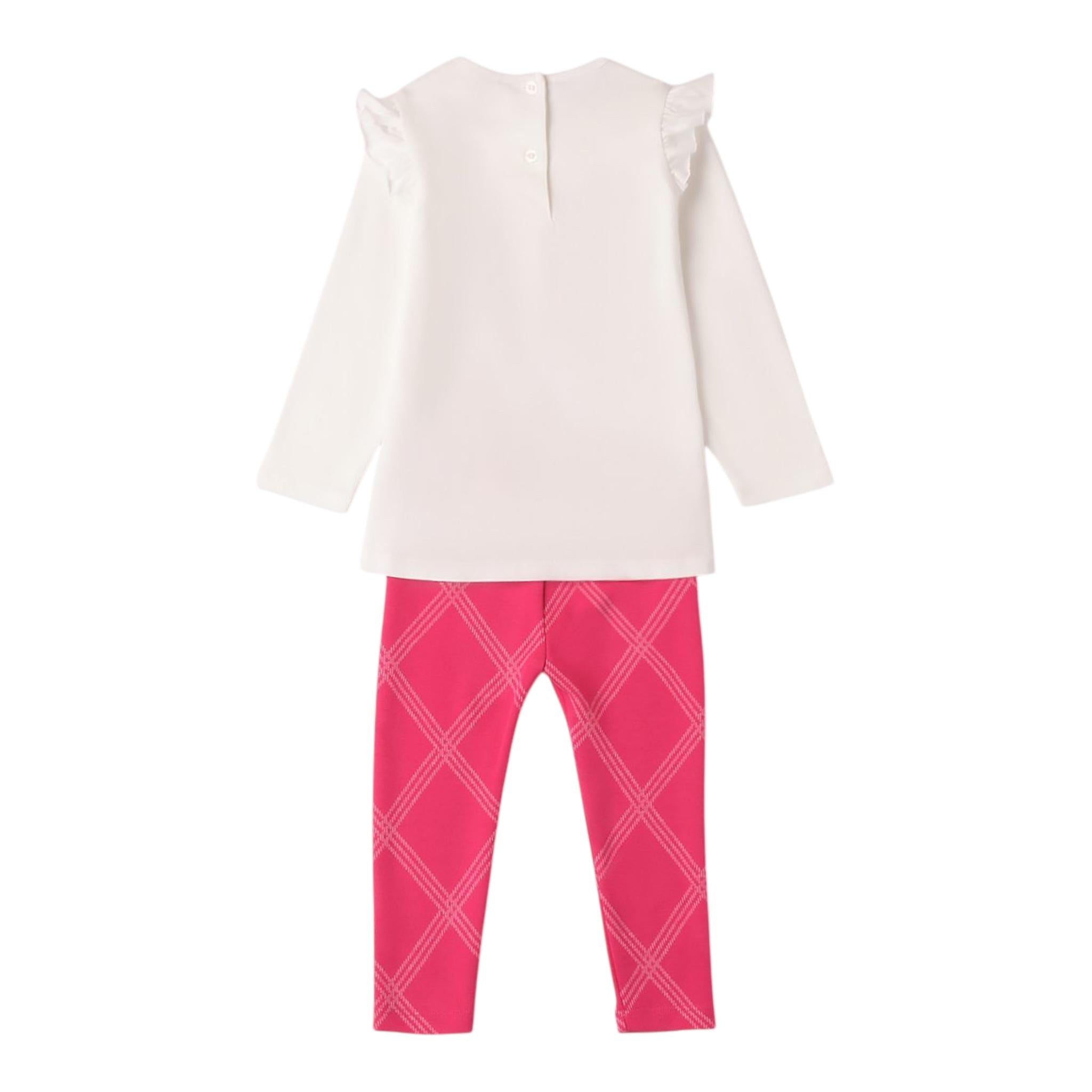 SARABANDA completo 2pz shirt-leggins bicolore Bianco/fuxia per Neonata A302 BIANCO/FUXIA SARABANDA