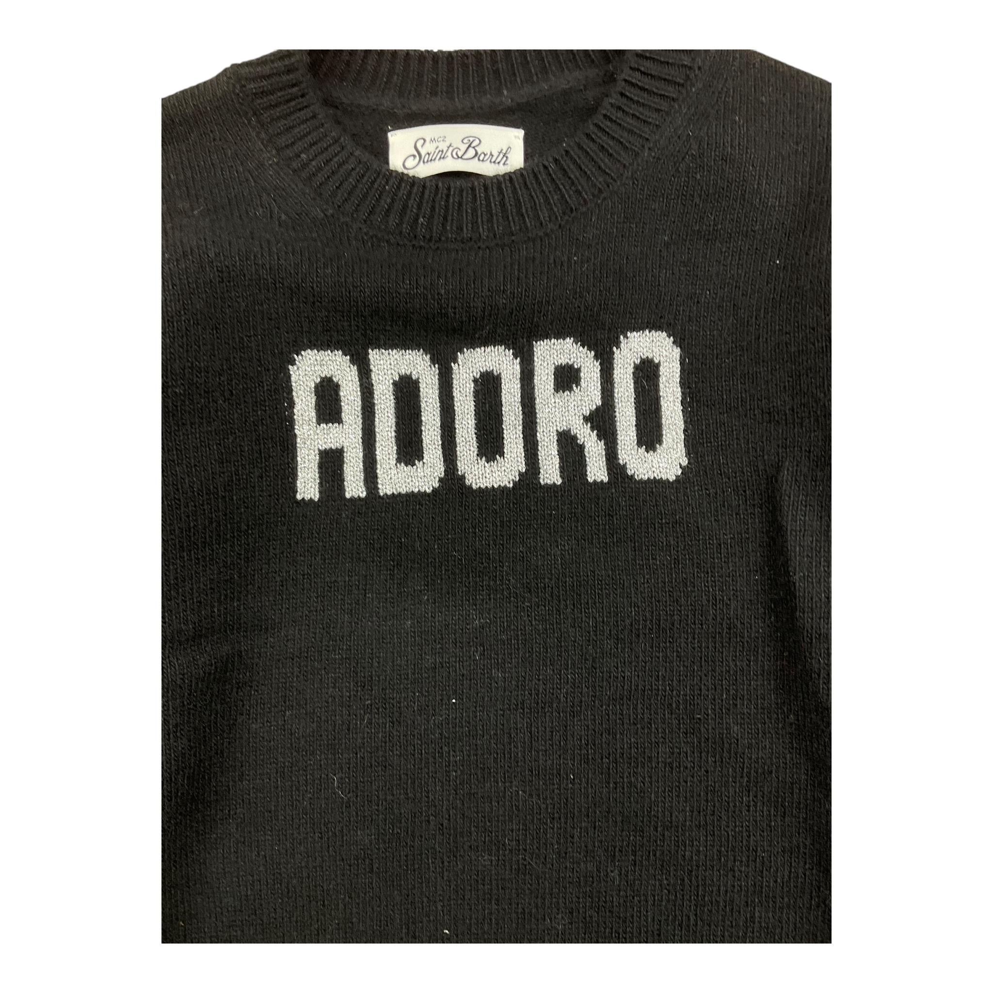 SAINT BARTH maglia girocollo tinta unita con stampa Nero per Bambina PRINCESS NERO SAINT BARTH
