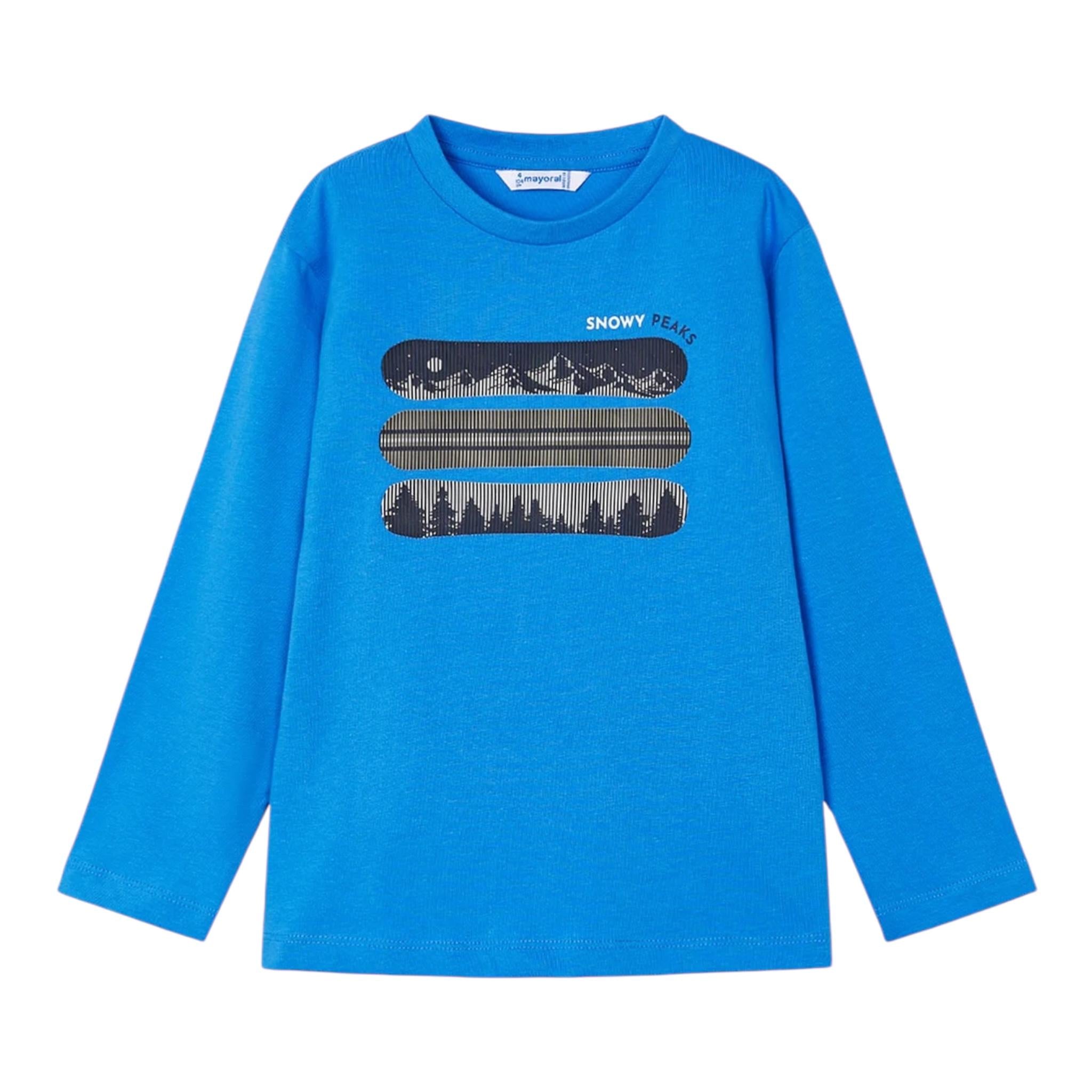 MAYORAL shirt girocollo tinta unita con stampa in contrasto Blu per Bambino 4055J BLU MAYORAL