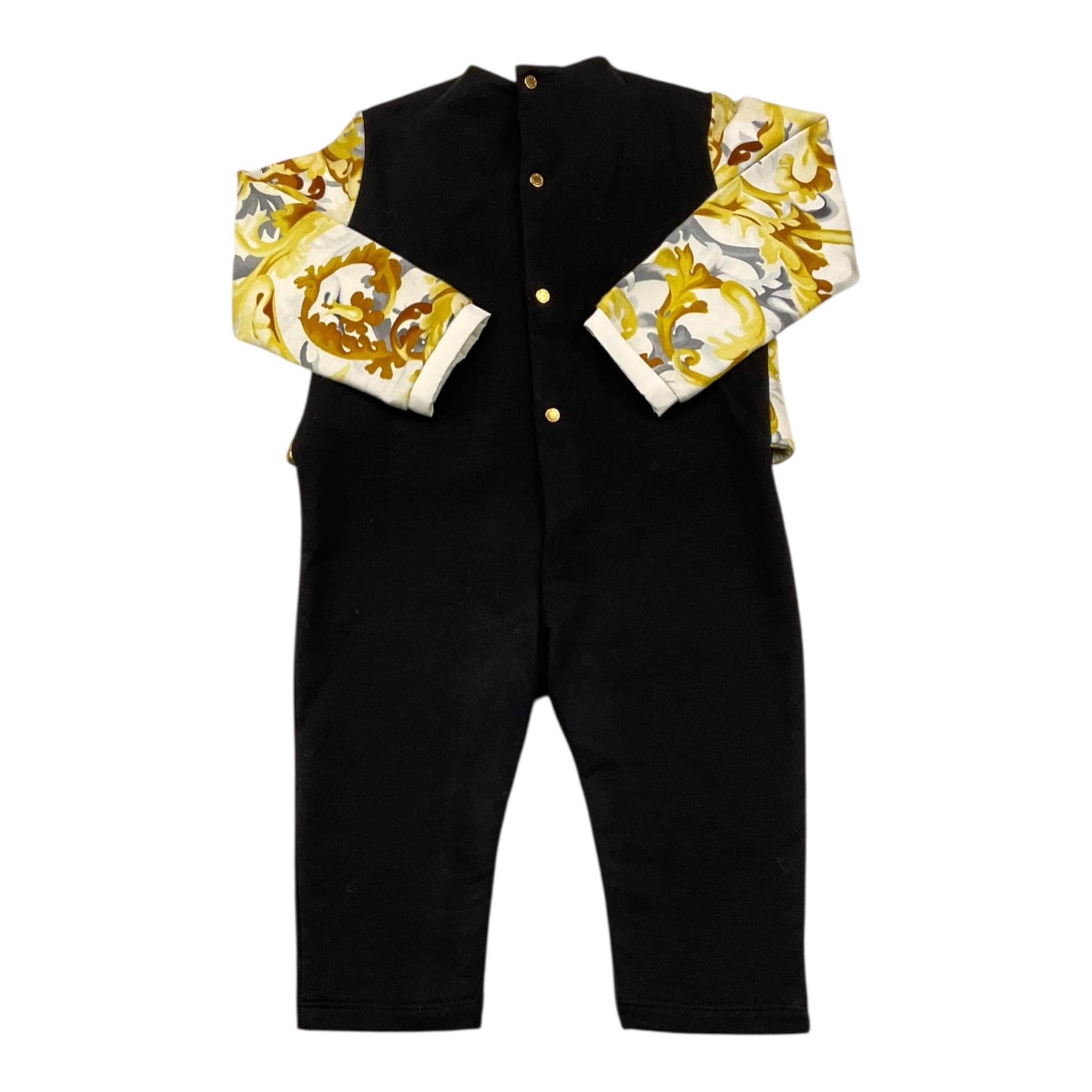VERSACE tutina bicolore con fantasia Nero per Neonato 1000450 NERO VERSACE