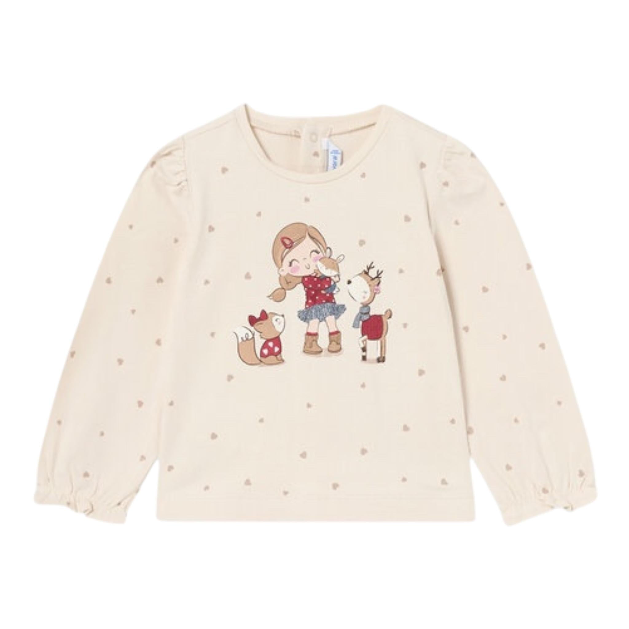 MAYORAL shirt girocollo tinta unita con stampa Beige per Neonata 2049 BEIGE MAYORAL