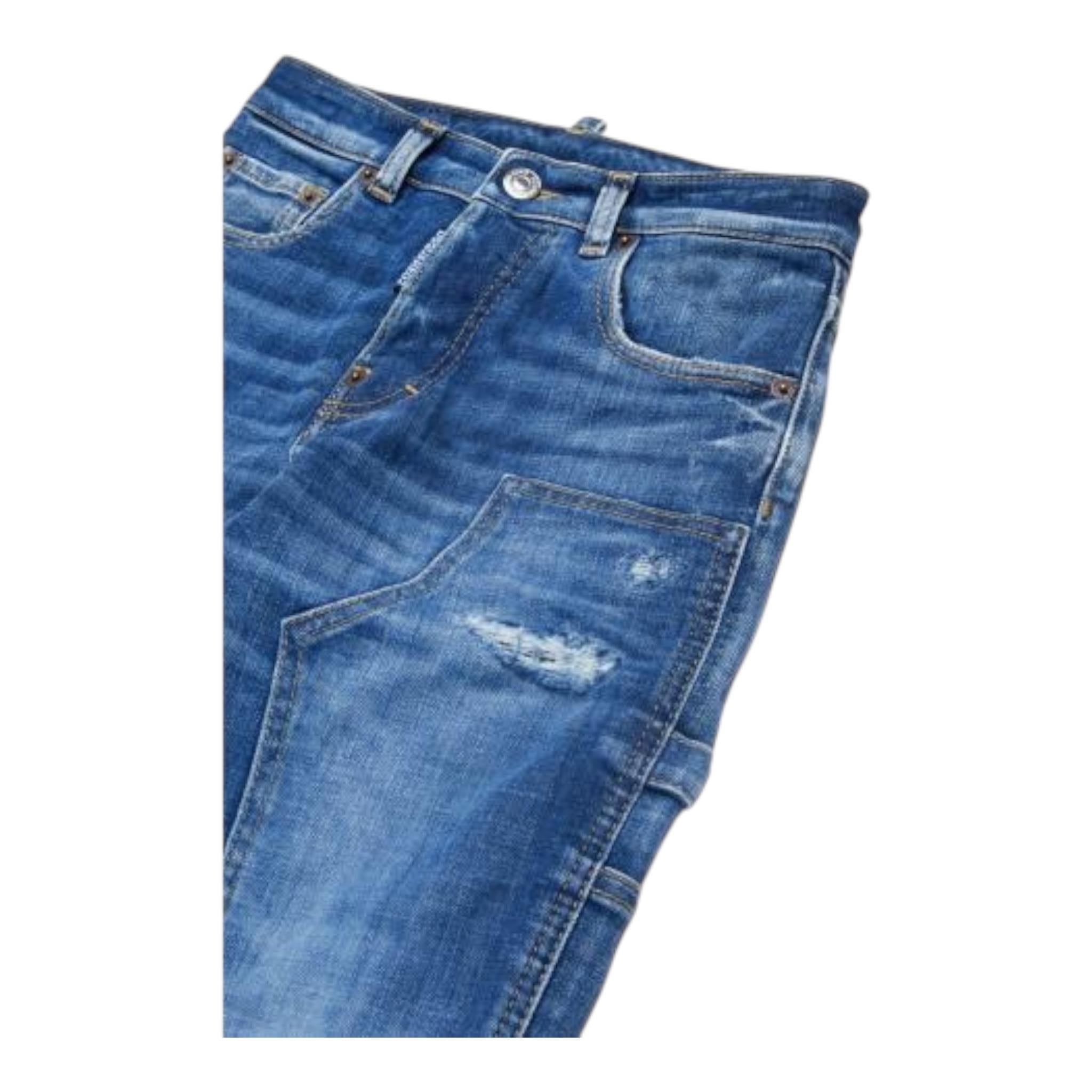 DSQUARED2 jeans tinta unita con strappi Blu per Bambino DQ2636 BLU DSQUARED2