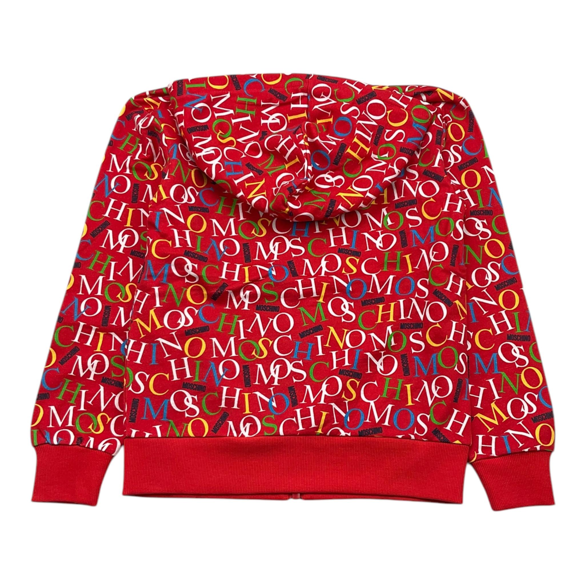 MOSCHINO felpa tinta unita con zip e cappuccio logata Rosso per Bambino HUF097 ROSSO MOSCHINO