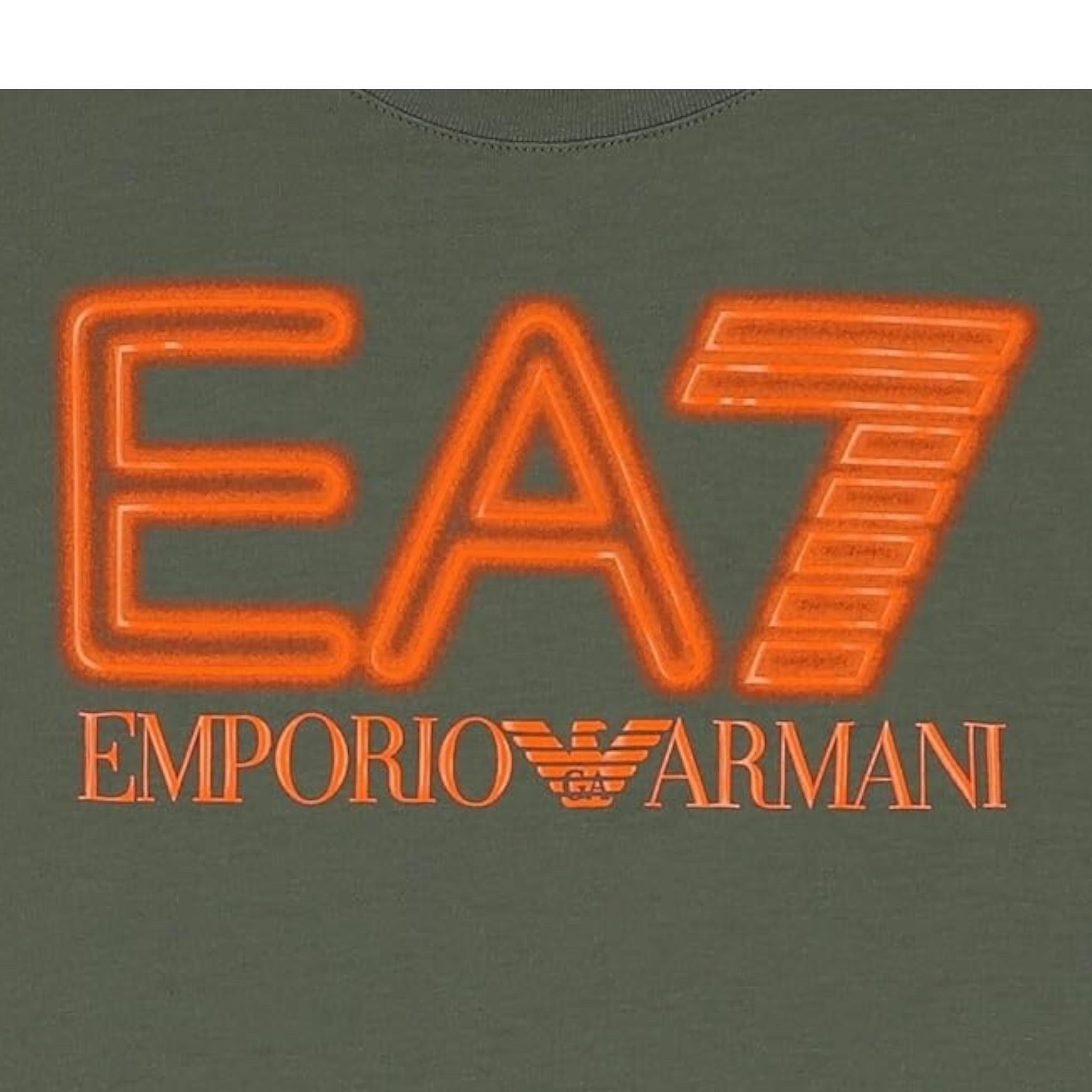 EMPORIO ARMANI t-shirt girocollo tinta unita con stampa Verde per Bambino 3DBT57 VERDE EMPORIO ARMANI